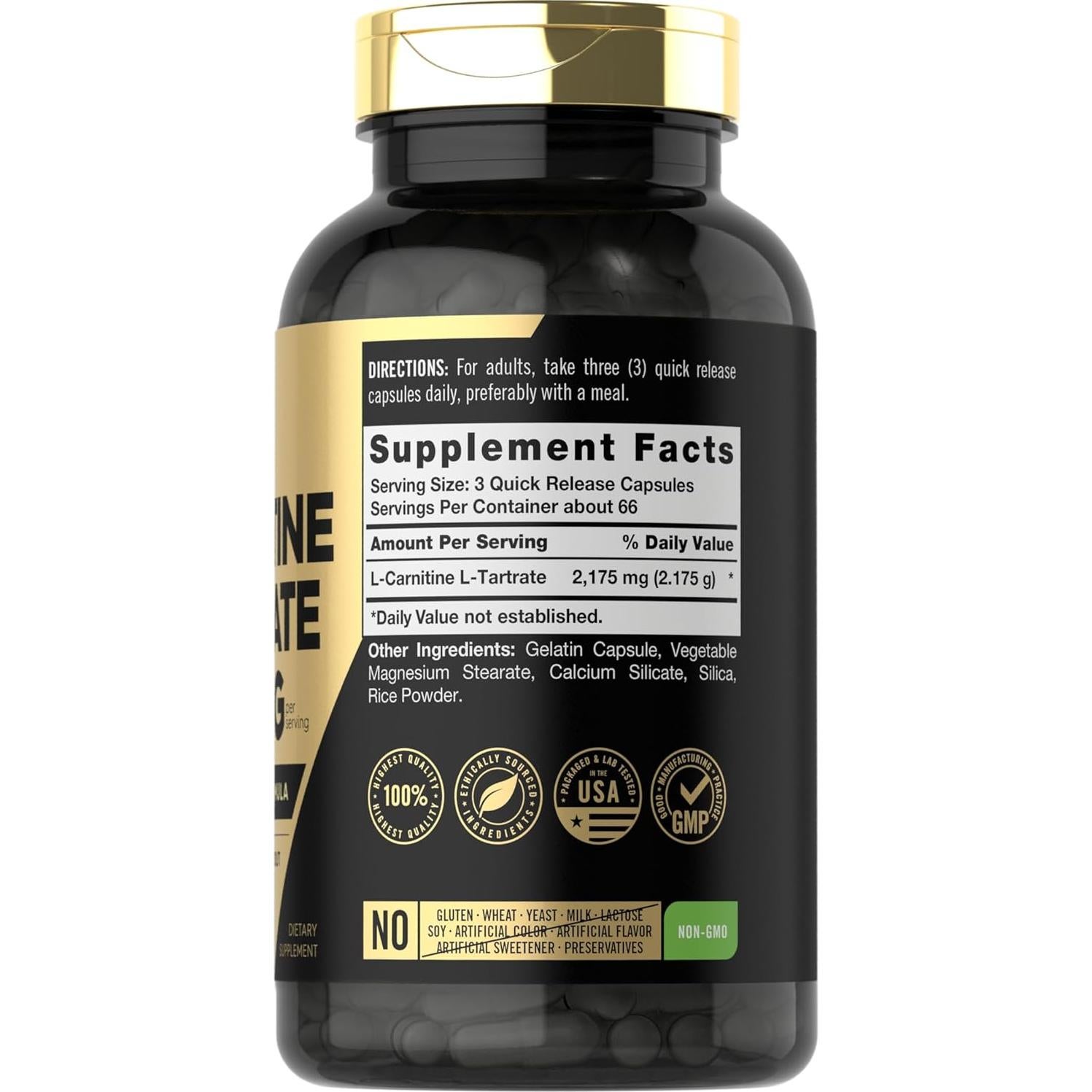 Cápsulas de L-Carnitina Tartrato Carlyle 2175mg - 200 Unidades