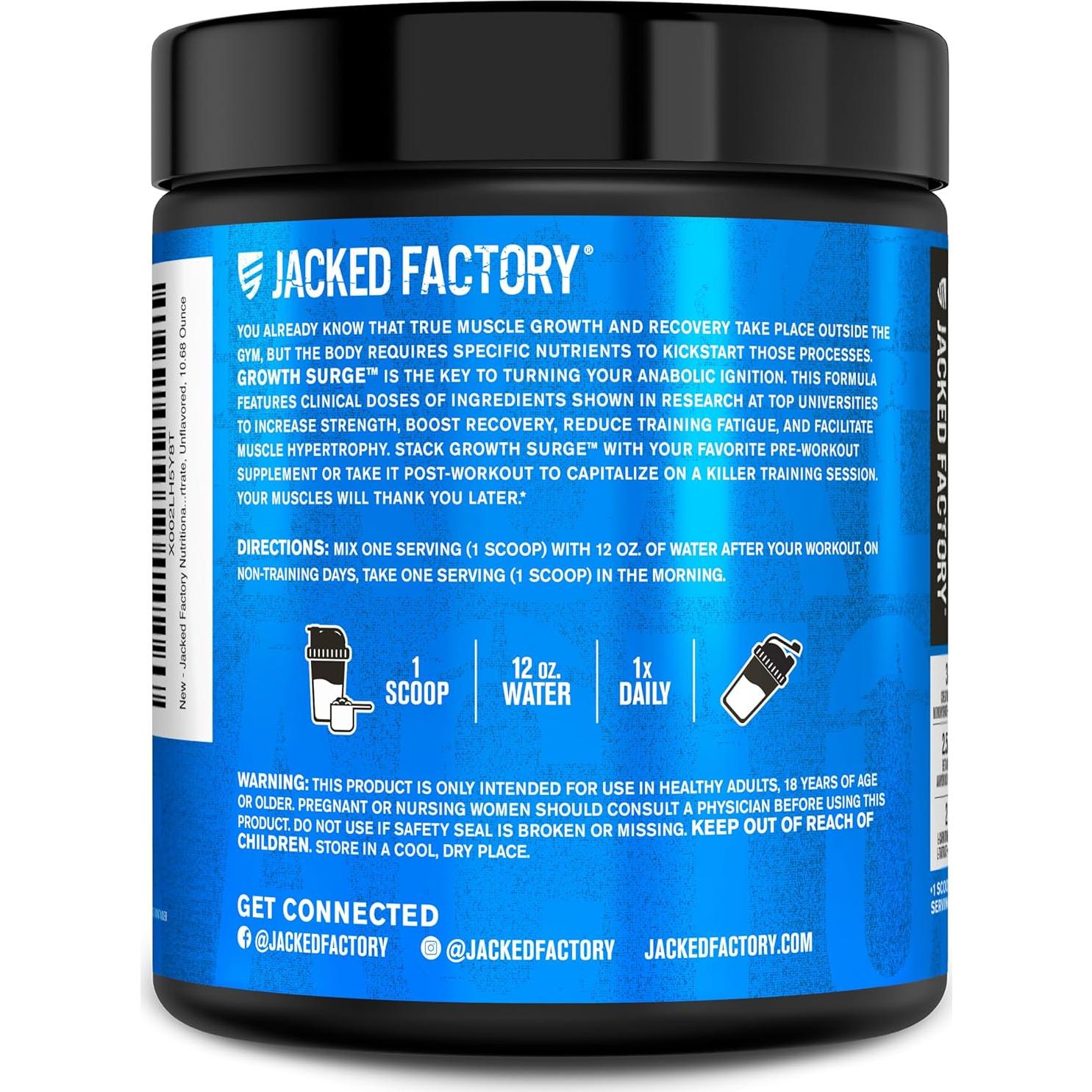Creatina Monohidratada Jacked Factory Growth Surge 30 Porciones