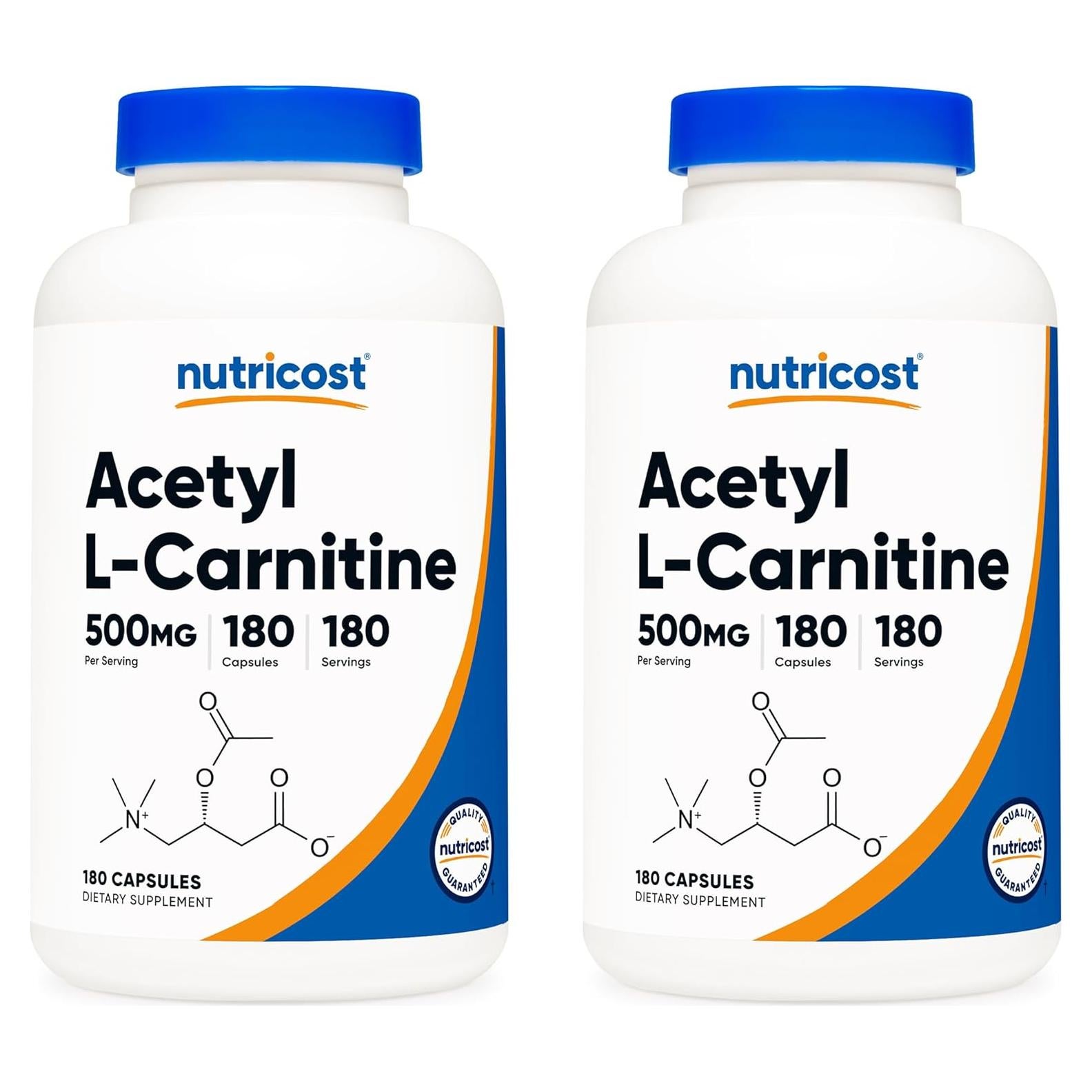 Nutricost Acetil L-Carnitina 500mg 180 Cápsulas - 2 Botellas