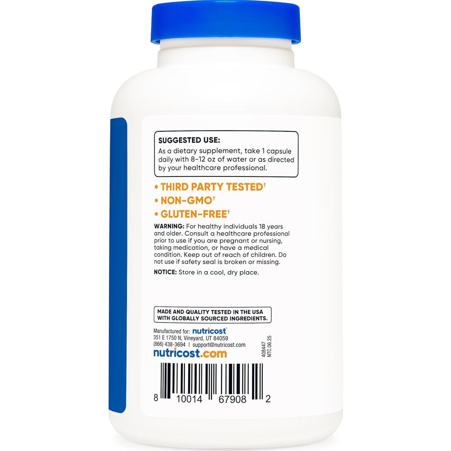 Nutricost Acetil L-Carnitina 500mg 180 Cápsulas - 2 Botellas