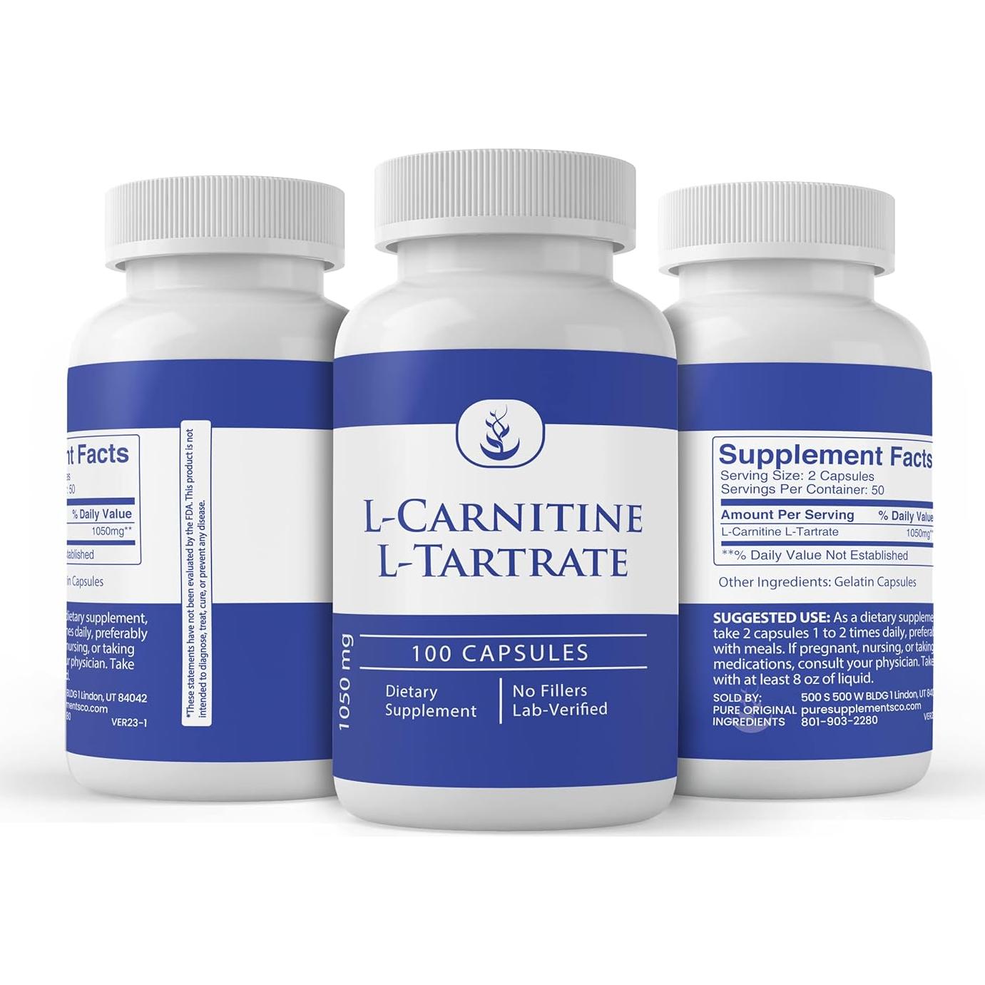 L-Carnitina L-Tartrato 100 Cápsulas Siempre Puro 77g