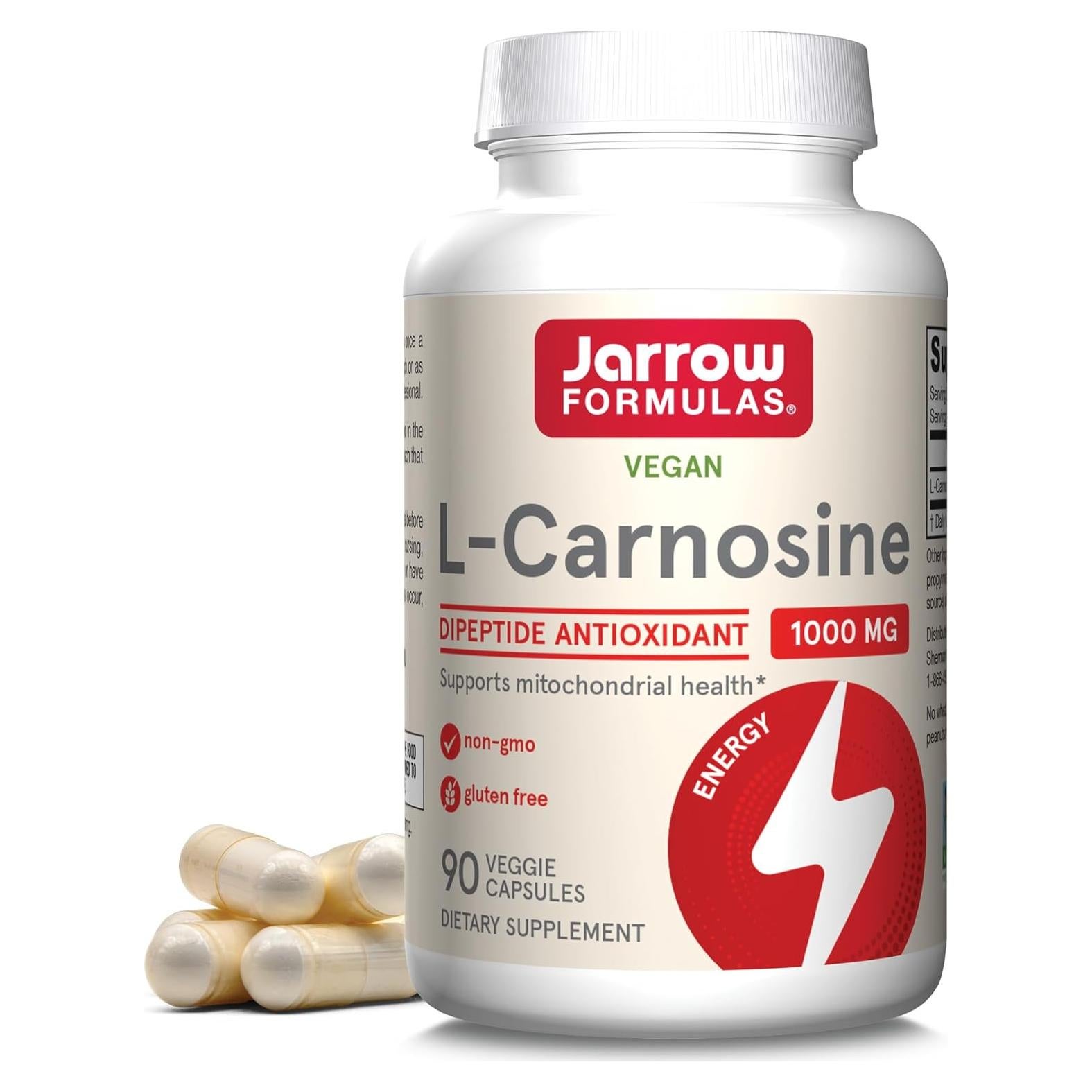 Suplemento Antioxidante L-Carnosina 1000 mg Jarrow 90 Cápsulas