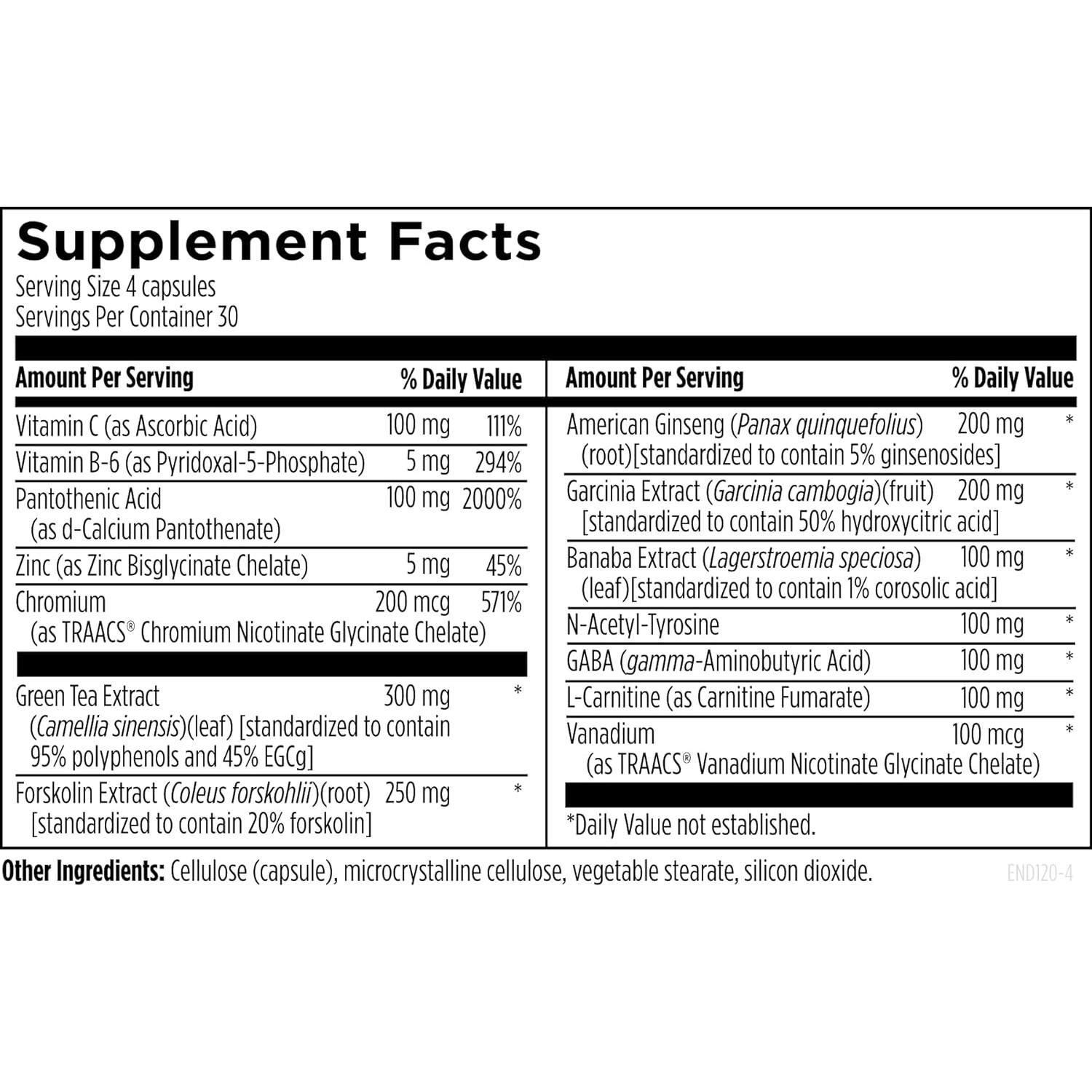 Suplemento Vegano EndoTrim - Té Verde, Garcinia, L-Carnitina 120 Cápsulas