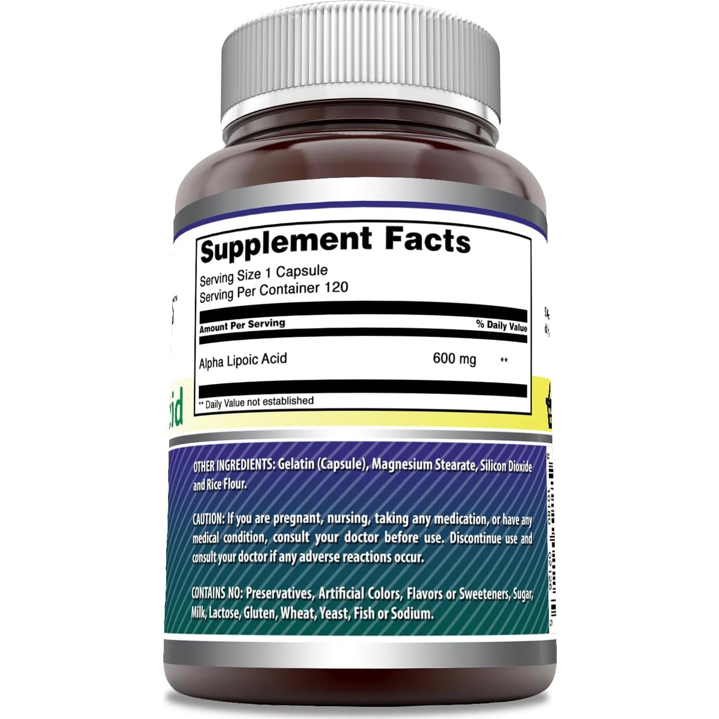 Ácido Alfa Lipoico 600 mg Fórmulas Asombrosas 120 Cápsulas