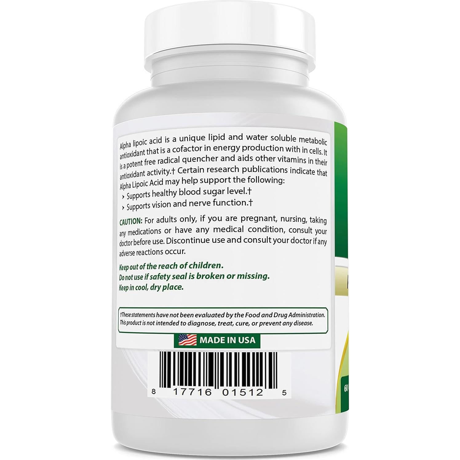 Ácido Lipoico 600 mg Mejores Naturales 60 Cápsulas Antioxidante