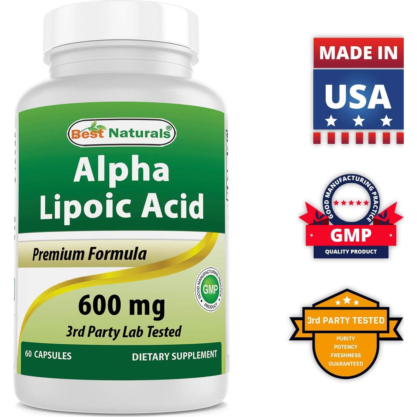 Ácido Lipoico 600 mg Mejores Naturales 60 Cápsulas Antioxidante