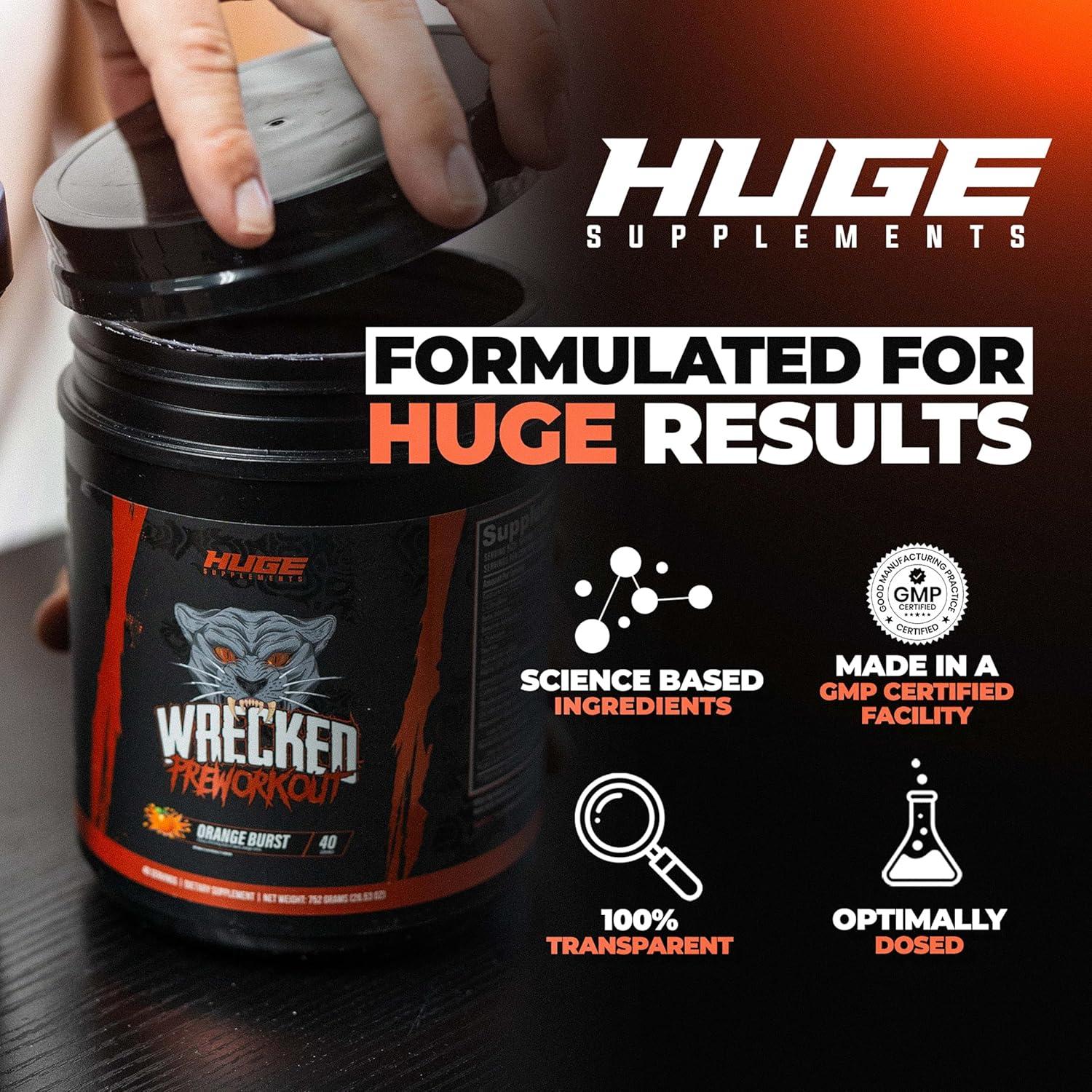 Wrecked Pre-Workout Huge Supplements 300g - Energía y Enfoque