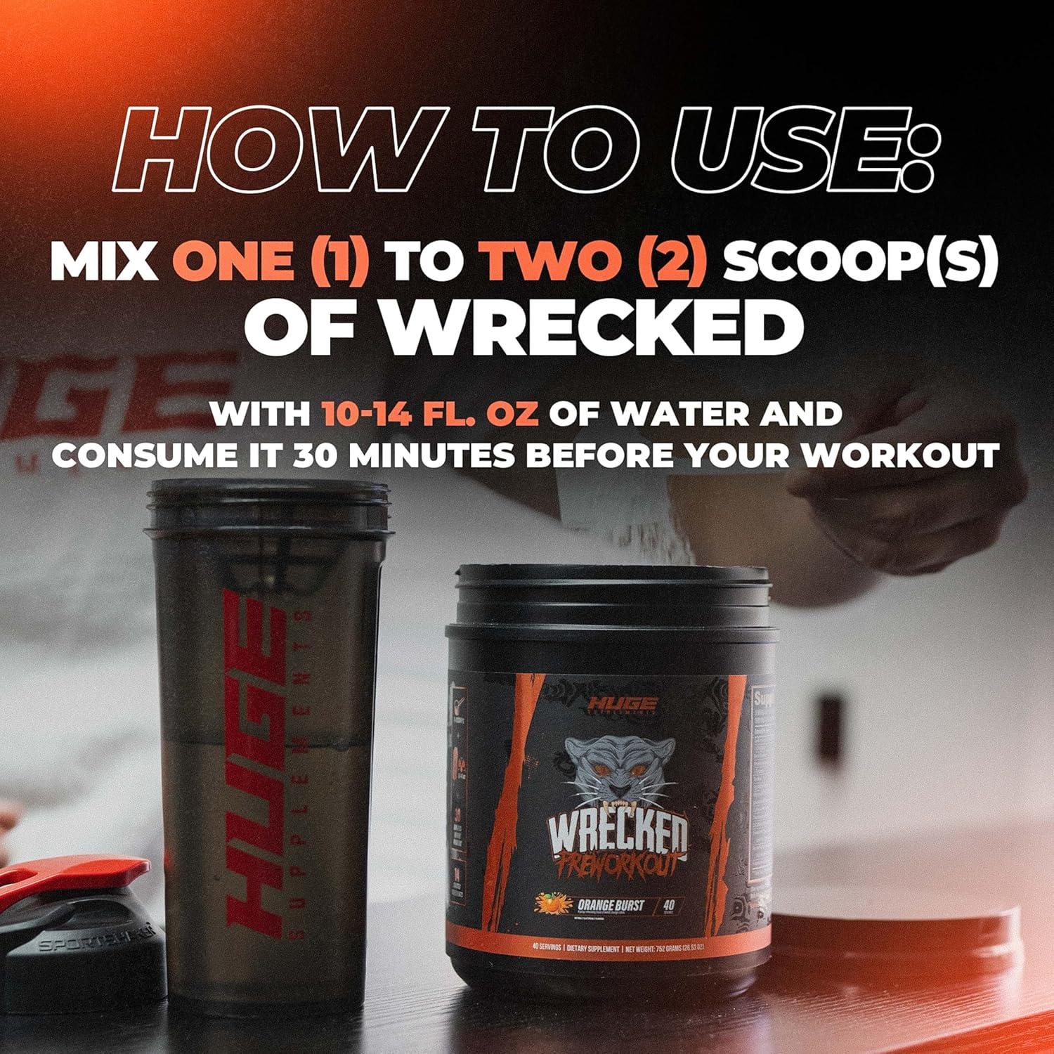 Wrecked Pre-Workout Huge Supplements 300g - Energía y Enfoque