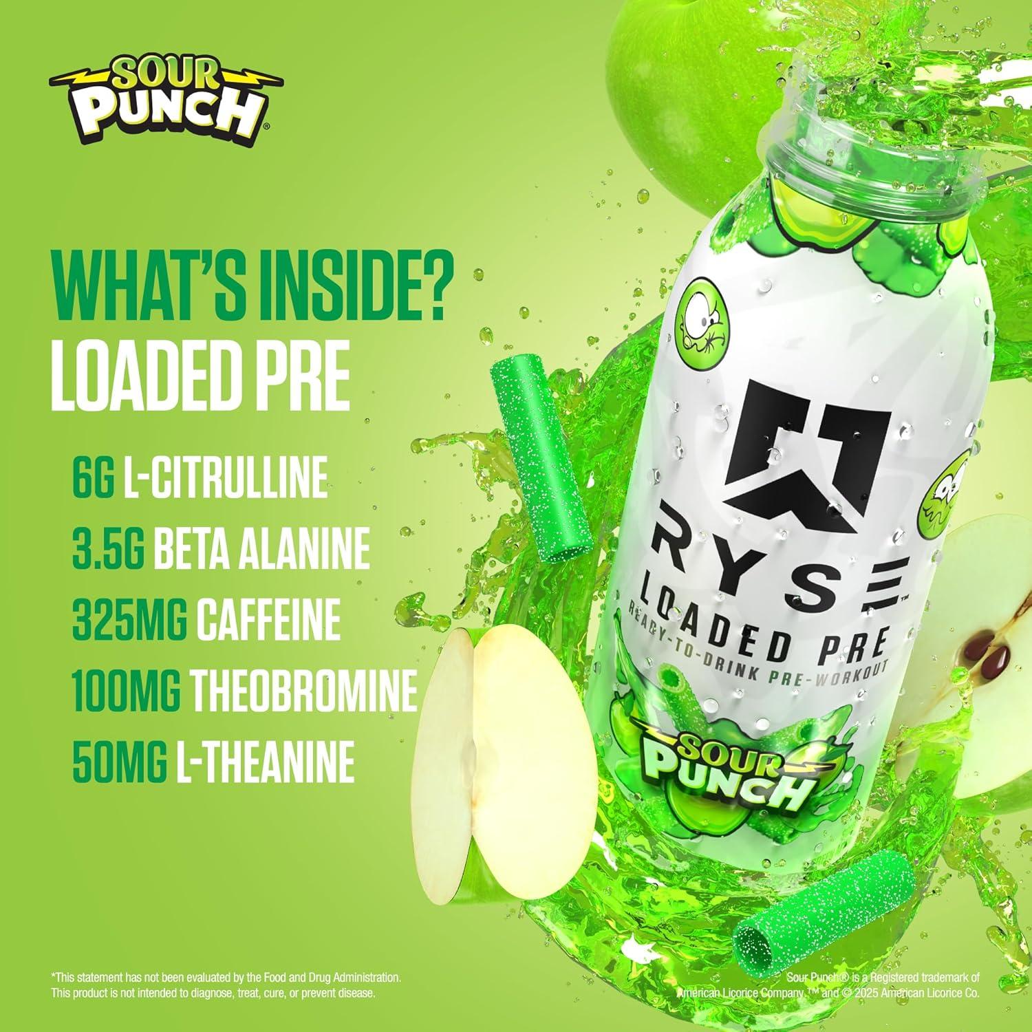 RYSE Bebida Pre Entrenamiento 355ml - Dulce Verde Manzana - Sin Azúcar