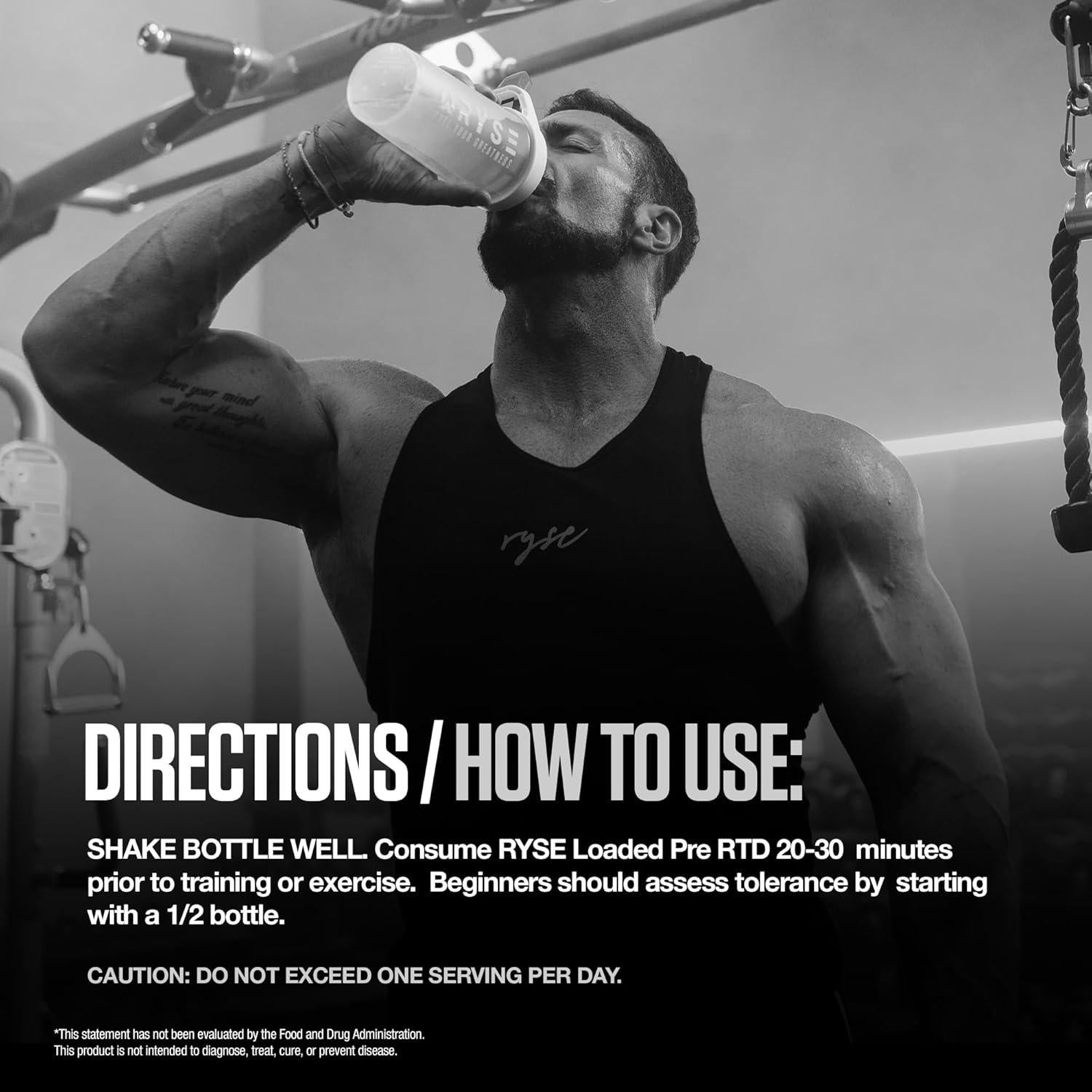 RYSE Bebida Pre Entrenamiento 355ml - Dulce Verde Manzana - Sin Azúcar