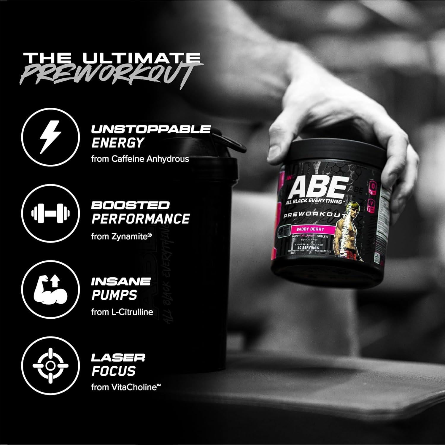 ABE Pre-Entrenamiento Cola de Cereza 30 Porciones 350mg Cafeína