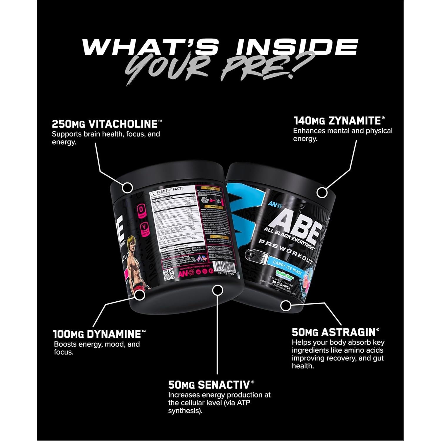 ABE Pre-Entrenamiento Cola de Cereza 30 Porciones 350mg Cafeína