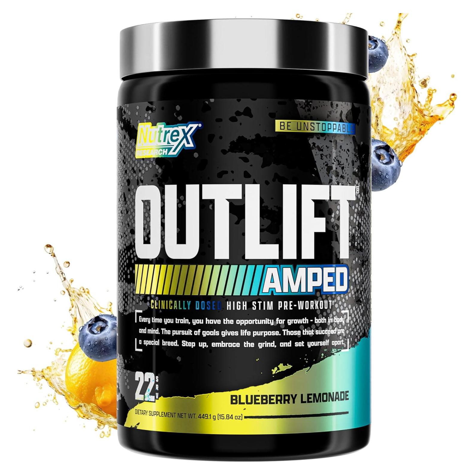 OUTLIFT Amped Pre Entrenamiento Nutrex 450g Limonada Arándano