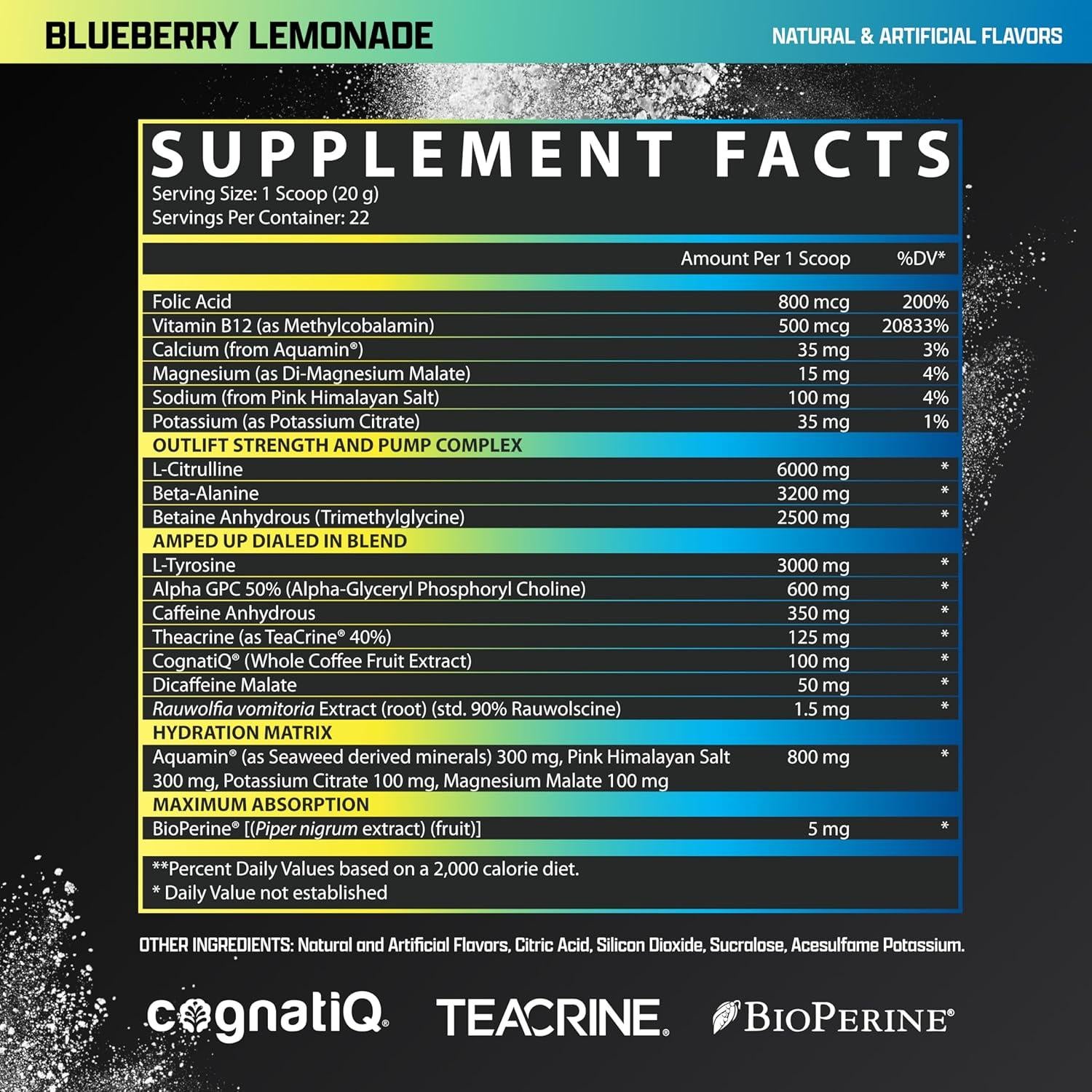 OUTLIFT Amped Pre Entrenamiento Nutrex 450g Limonada Arándano