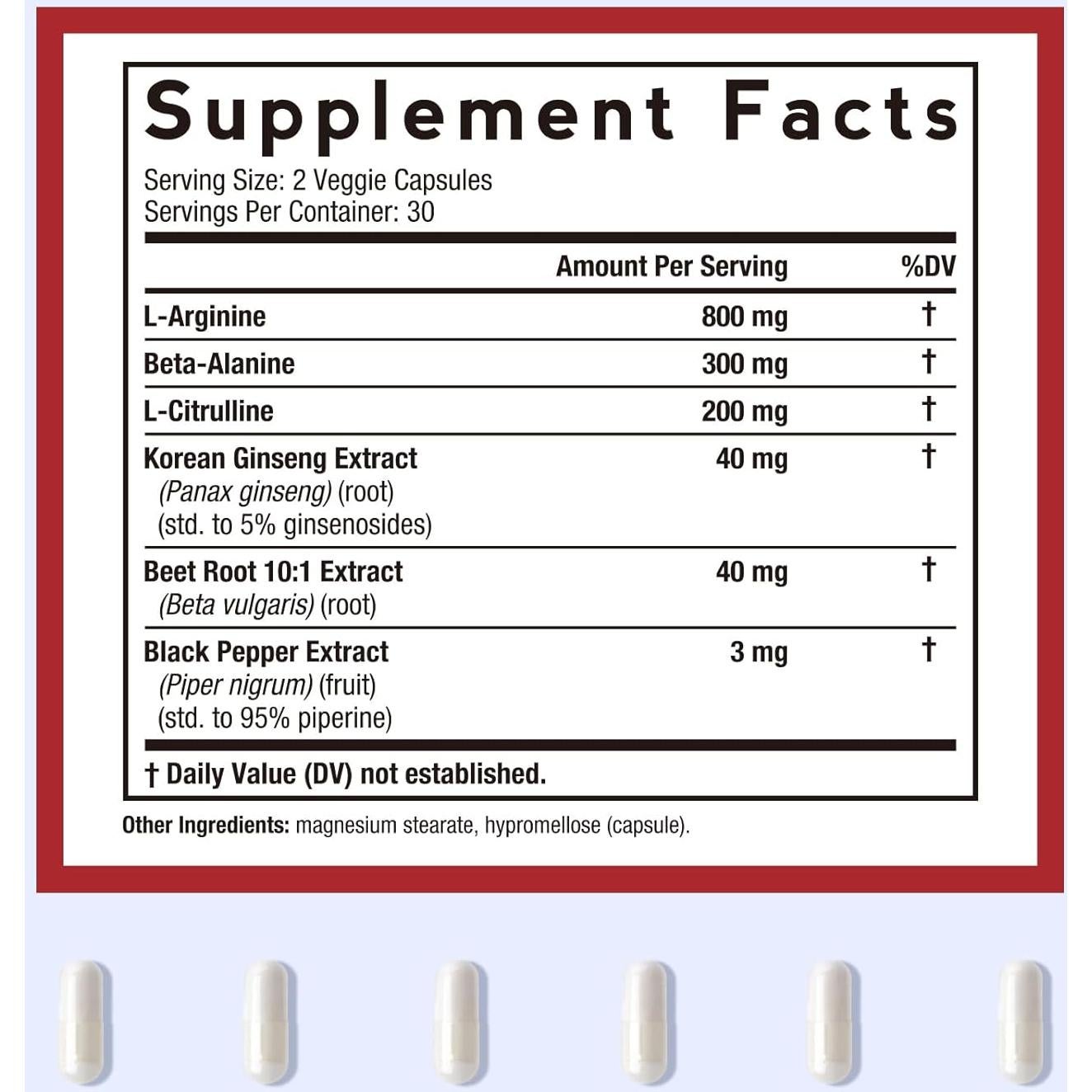 Acelerador de Óxido Nítrico Recetas del Doctor 1380 mg 60 Cápsulas Veganas