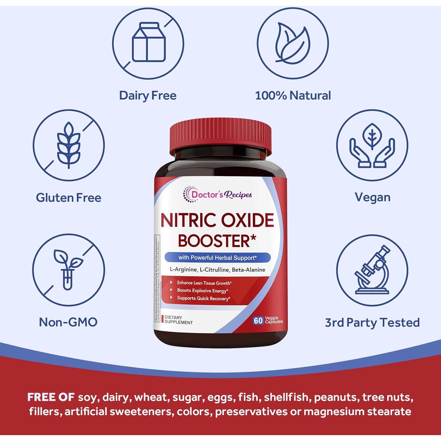 Acelerador de Óxido Nítrico Recetas del Doctor 1380 mg 60 Cápsulas Veganas