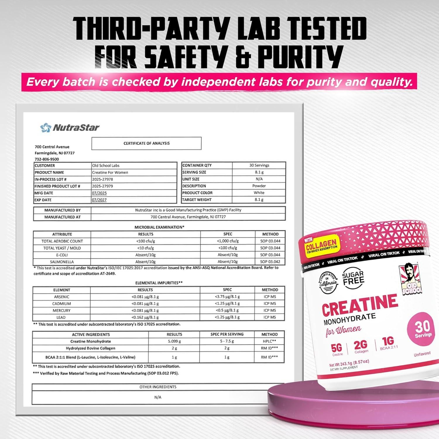 Suplemento Creatina para Mujeres Old School Labs 5000mg