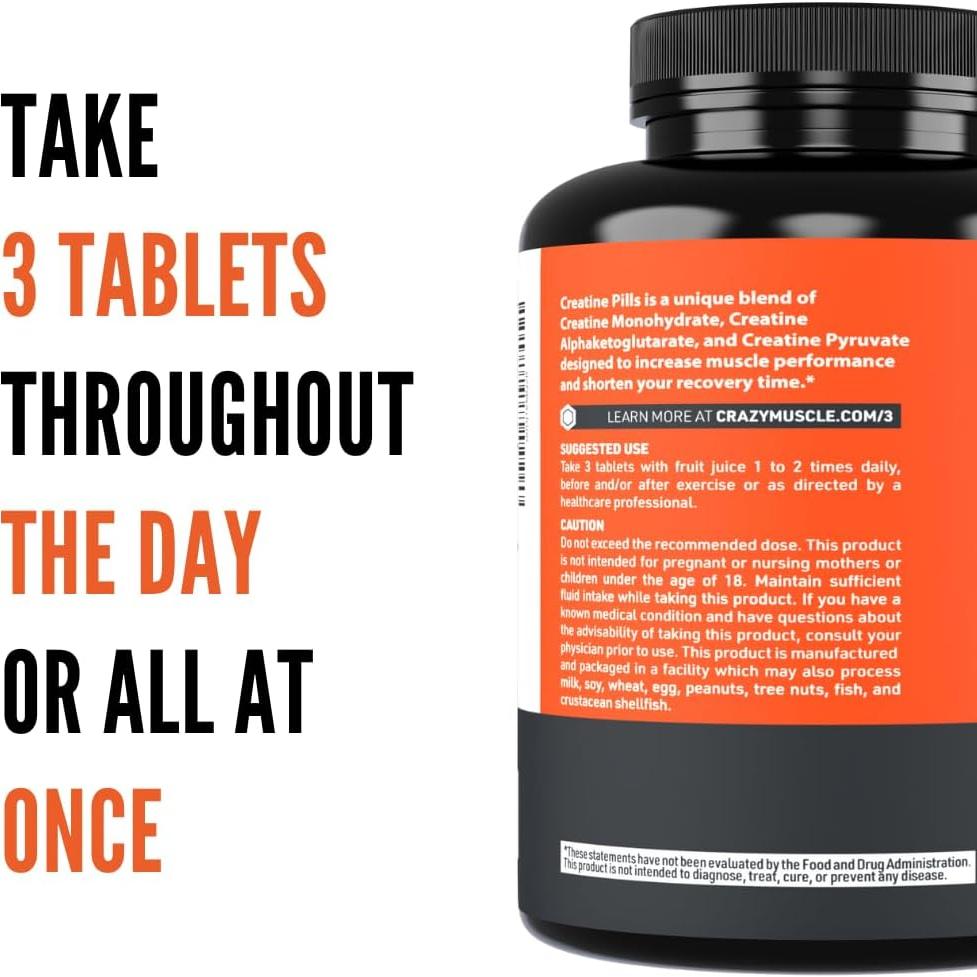 Píldoras de Creatina Crazy Muscle 5g - 30 porciones Alta Absorción
