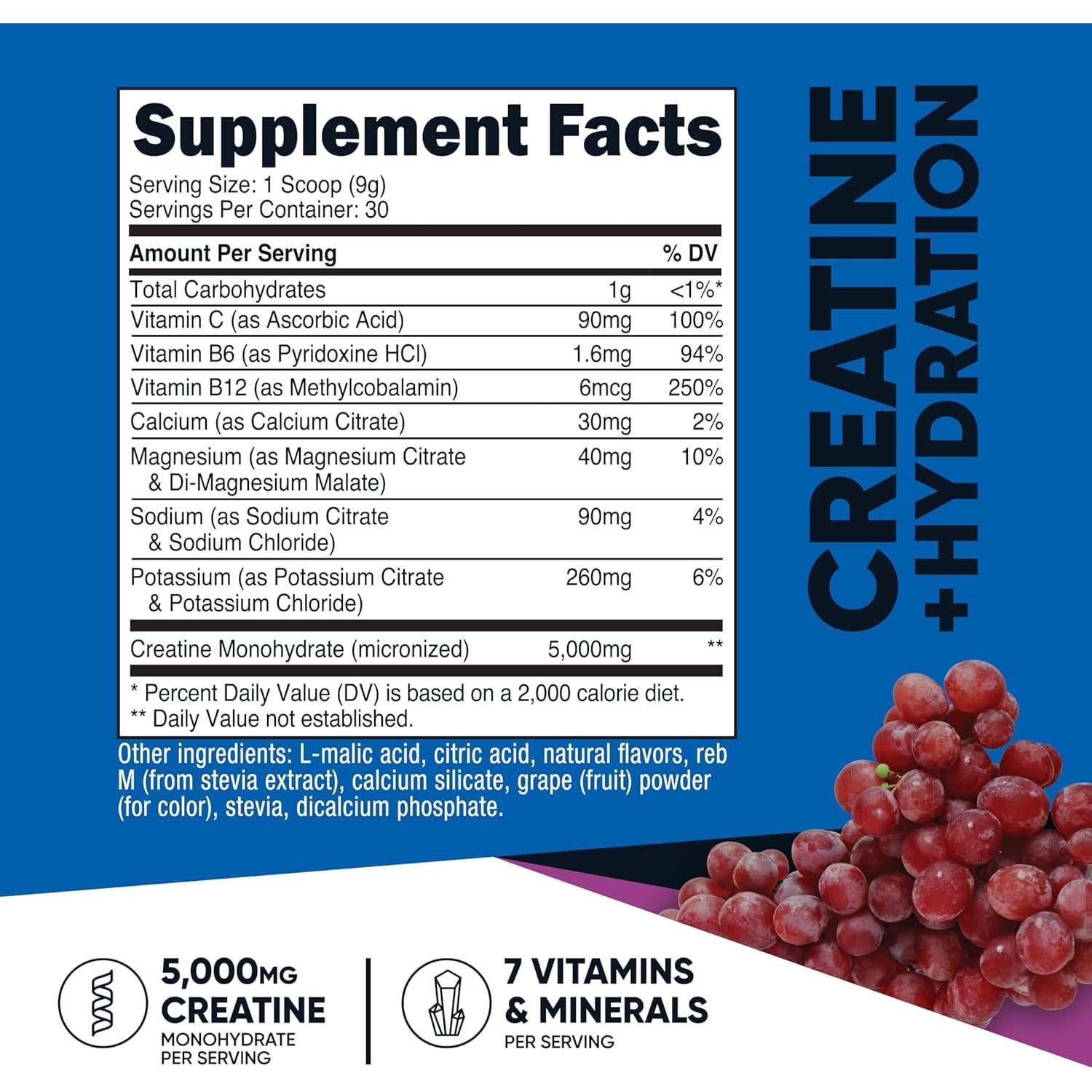 Nutricost Creatina Monohidratada Sabor Uva 5000mg 30 Porciones