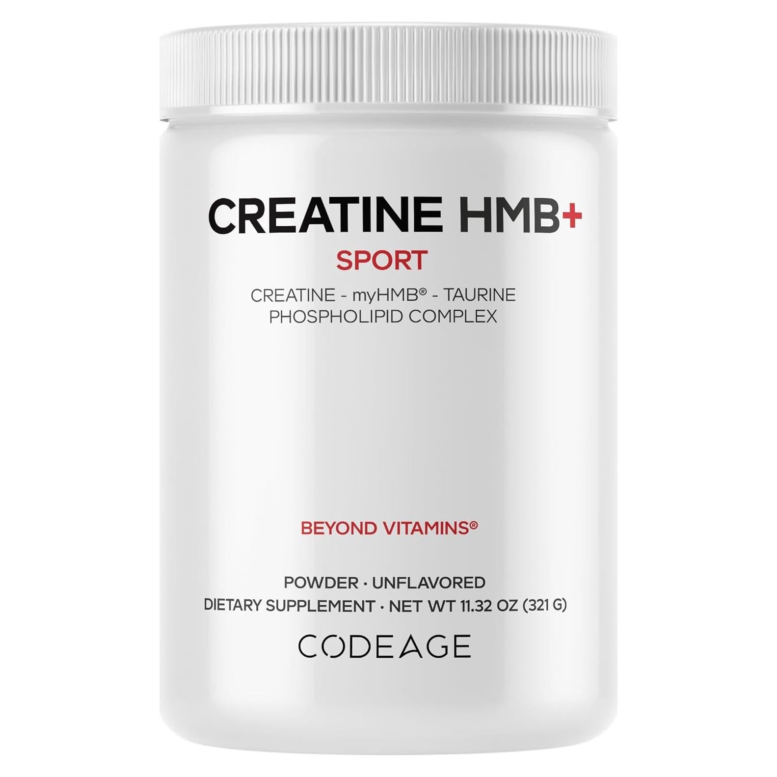Codeage Creatina HMB+ 320 g - Monohidrato, Taurina, Vitamina D3