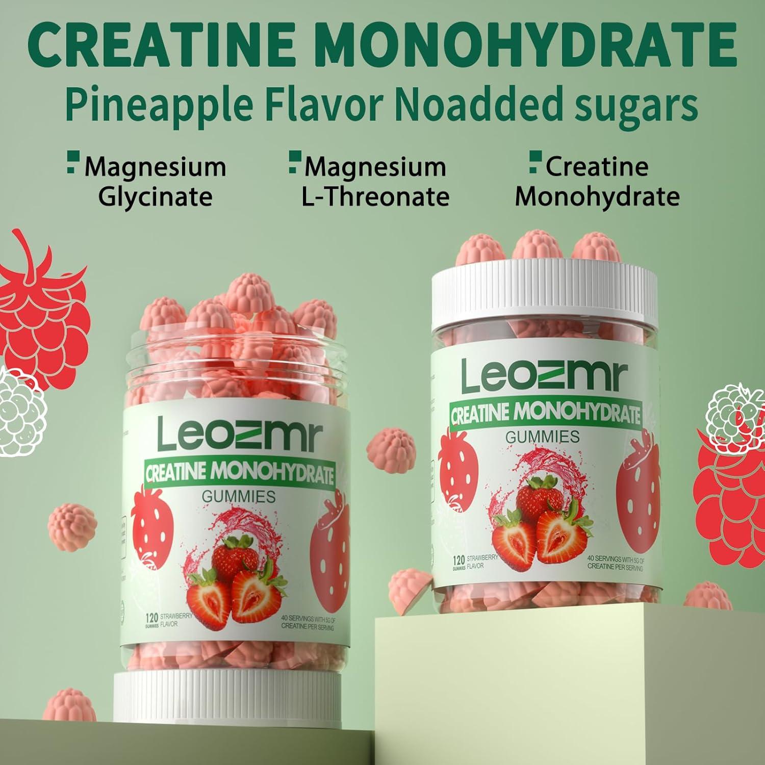 Gomitas de Creatina Monohidratada Leozmr 5000mg Fresa 120 Unidades