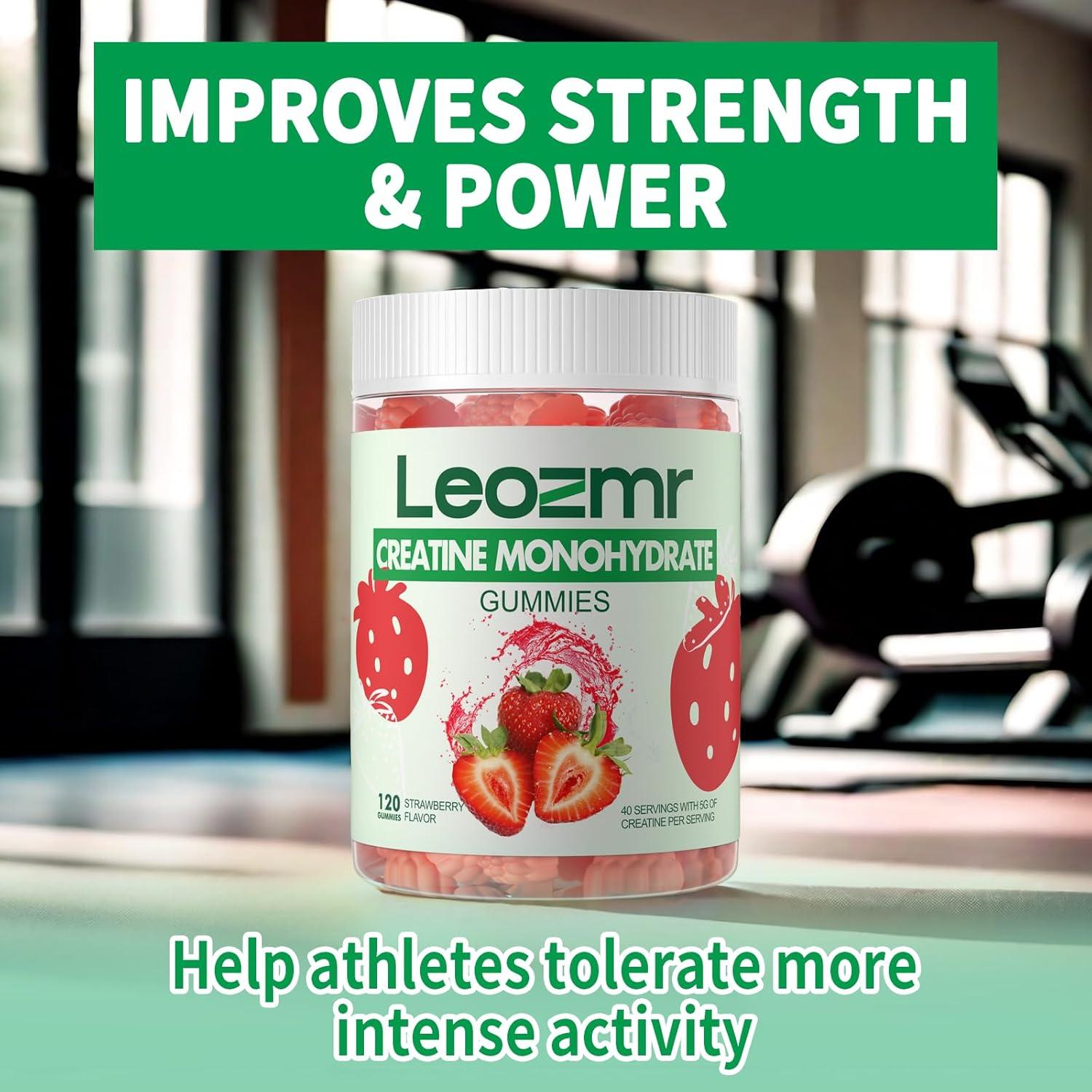 Gomitas de Creatina Monohidratada Leozmr 5000mg Fresa 120 Unidades