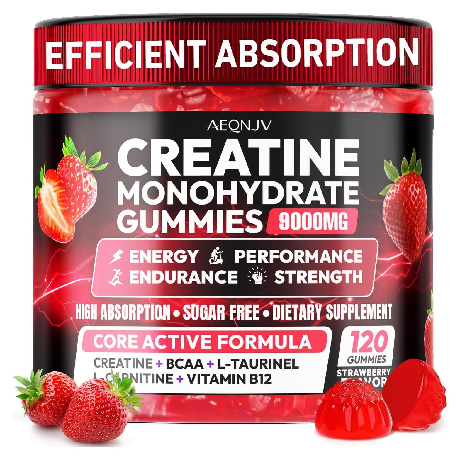 Gominolas de Creatina Monohidratada AEQNJV 9000mg Sabor Fresa