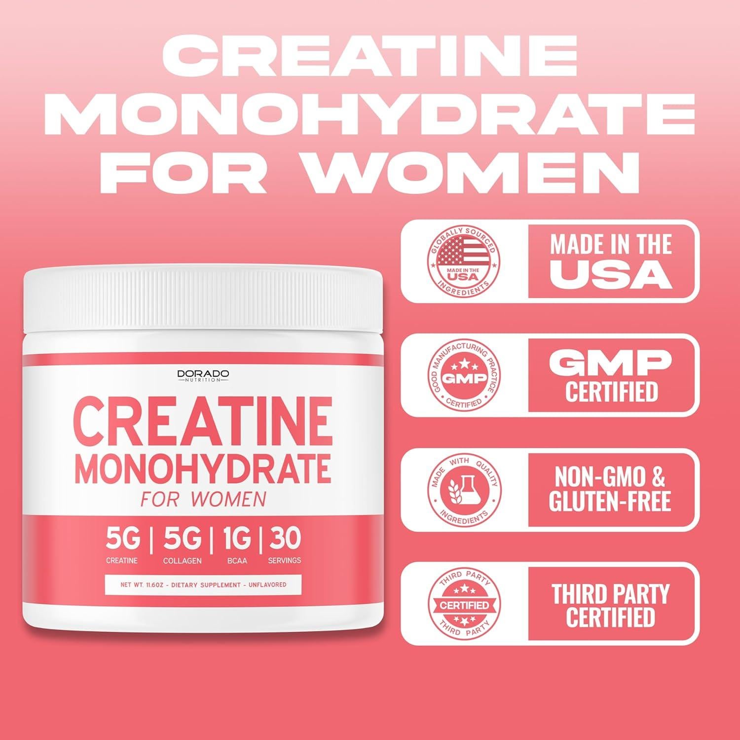 Creatina Monohidrato para Mujeres Dorado Nutrition 30 Porciones