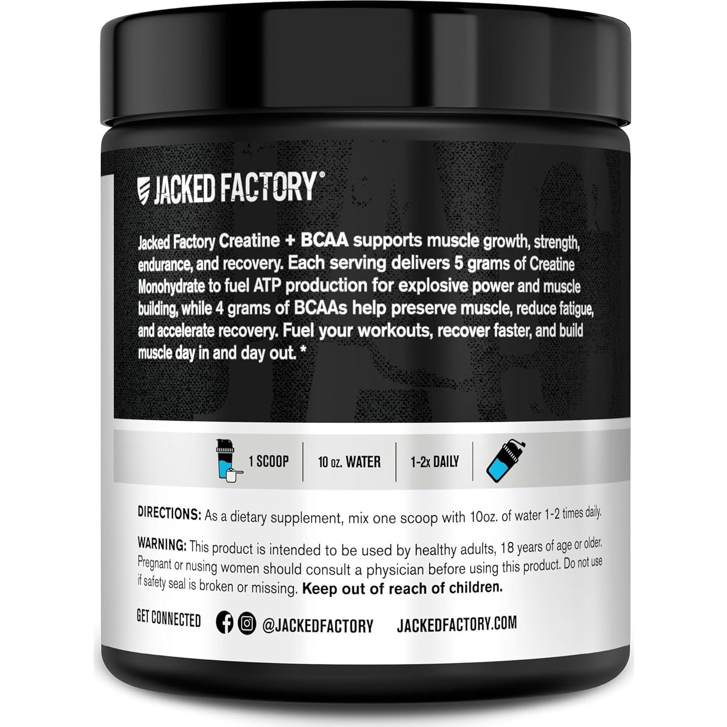 Creatina Monohidrato + BCAAs Jacked Factory 30 Porciones Frambuesa Azul