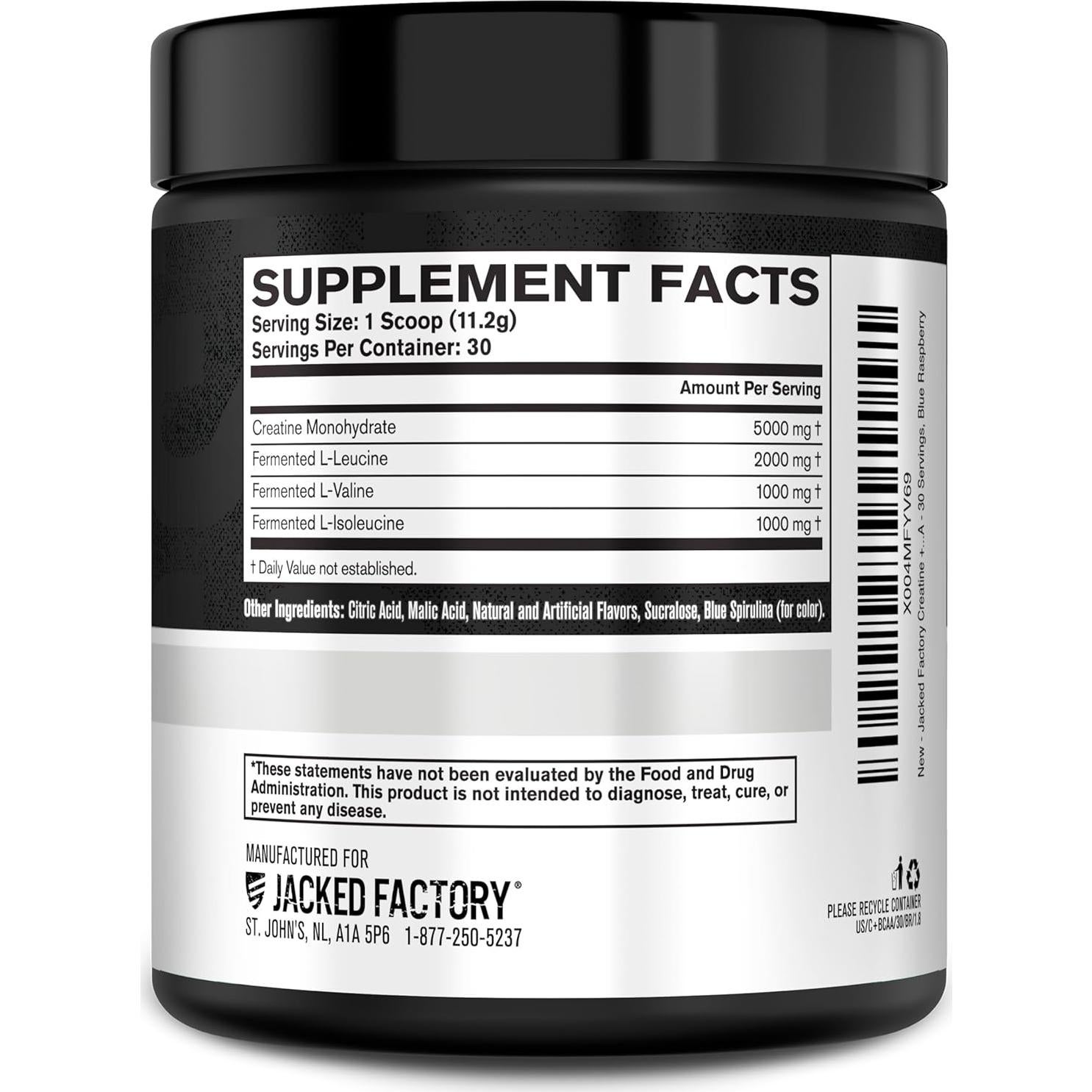 Creatina Monohidrato + BCAAs Jacked Factory 30 Porciones Frambuesa Azul