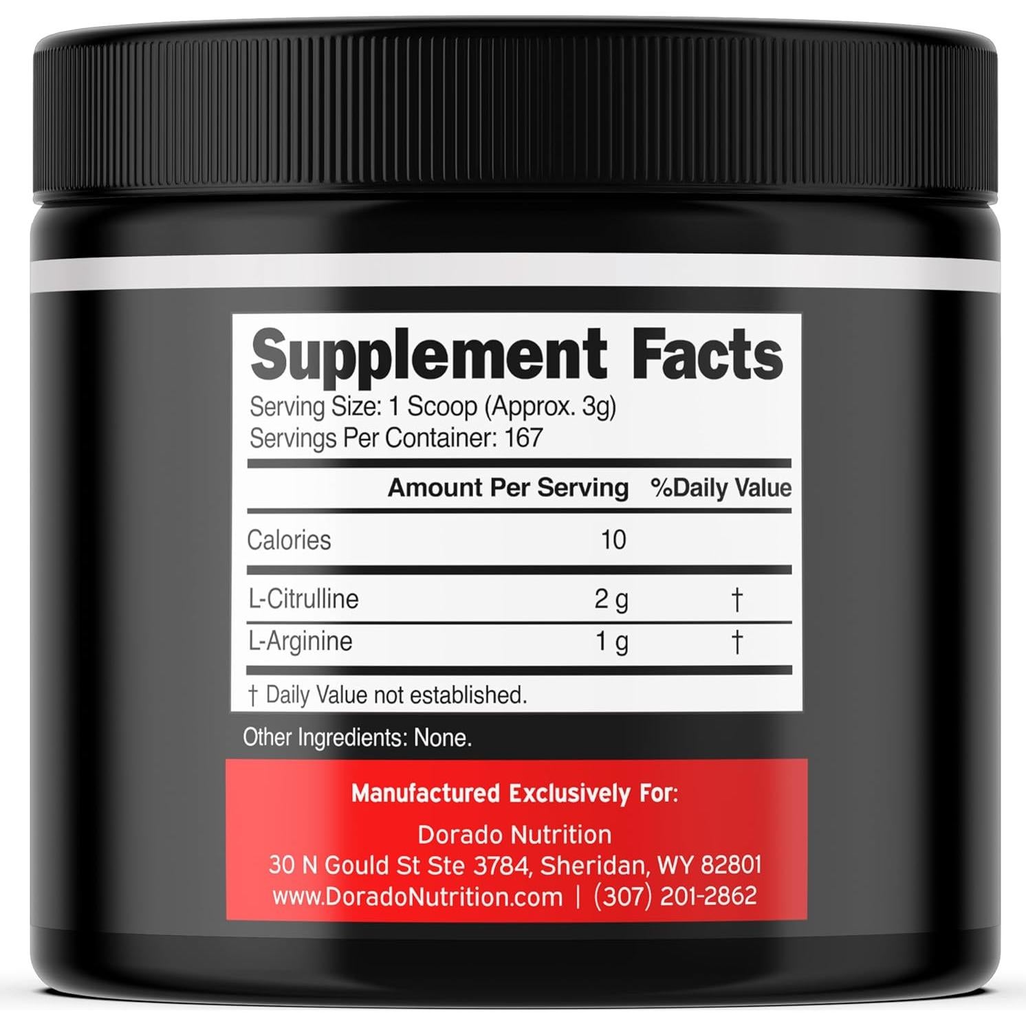 Suplemento en polvo L-Arginina L-Citrulina 3g Dorado Nutrition