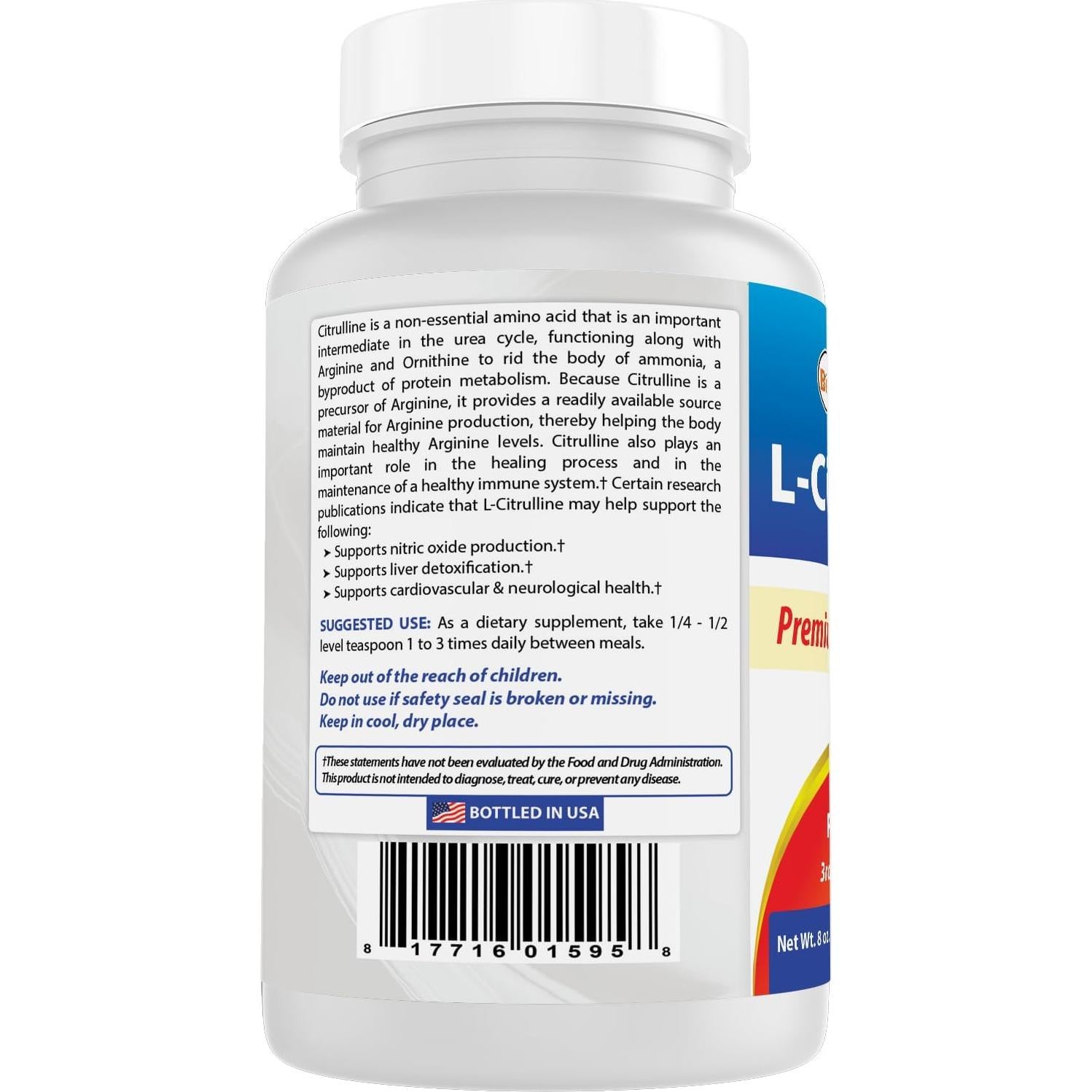 L-Citrulina en Polvo 227 g Mejores Naturales - Sin OGM
