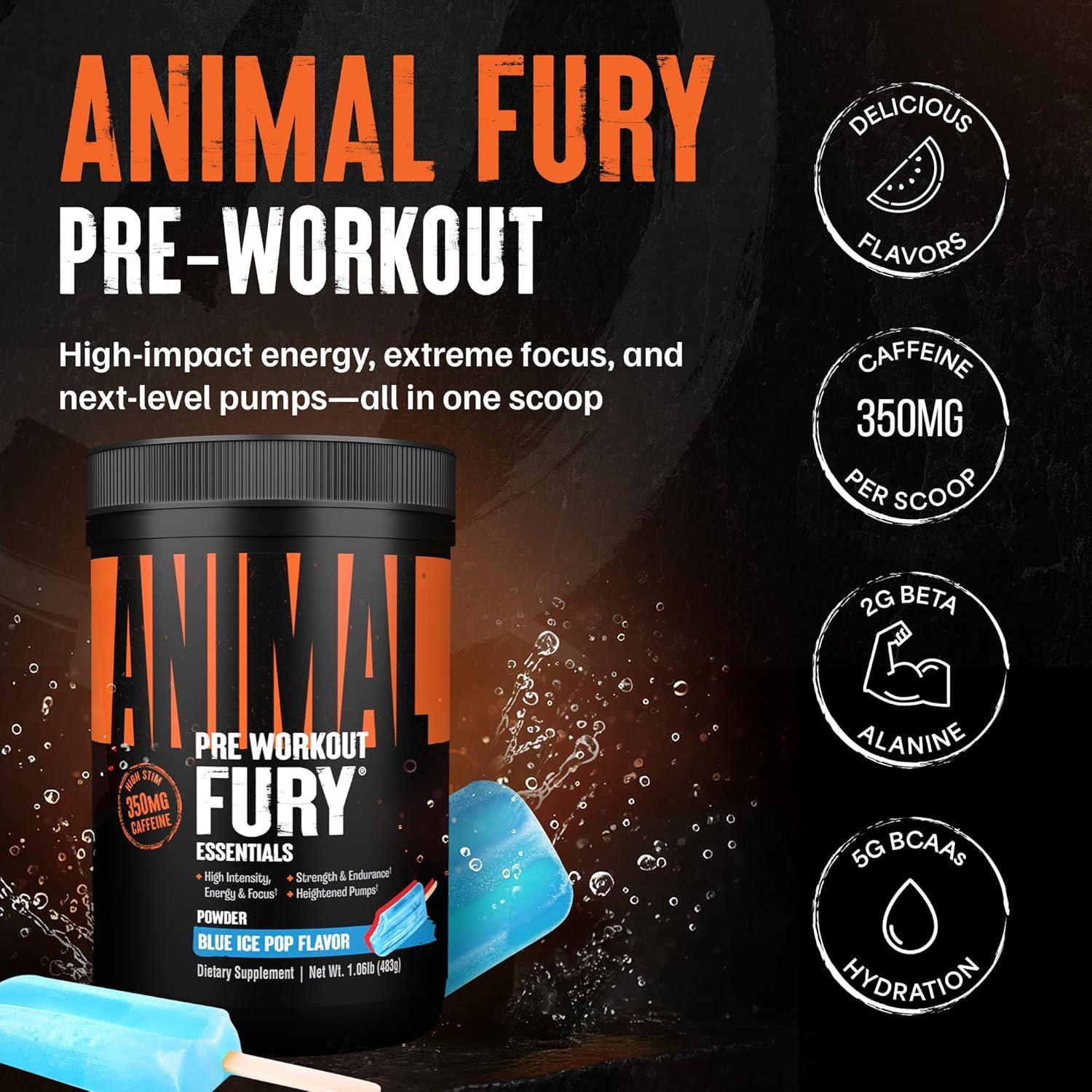 Animal Fury Polvo Pre Entrenamiento Paleta de Hielo 30 Porciones