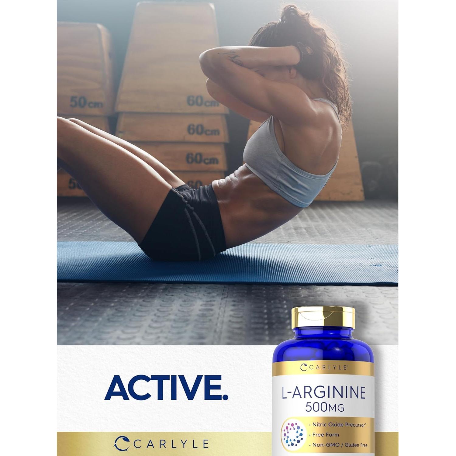 Cápsulas de L-Arginina Carlyle 500 mg - 240 Unidades - Suplemento Sin OGM