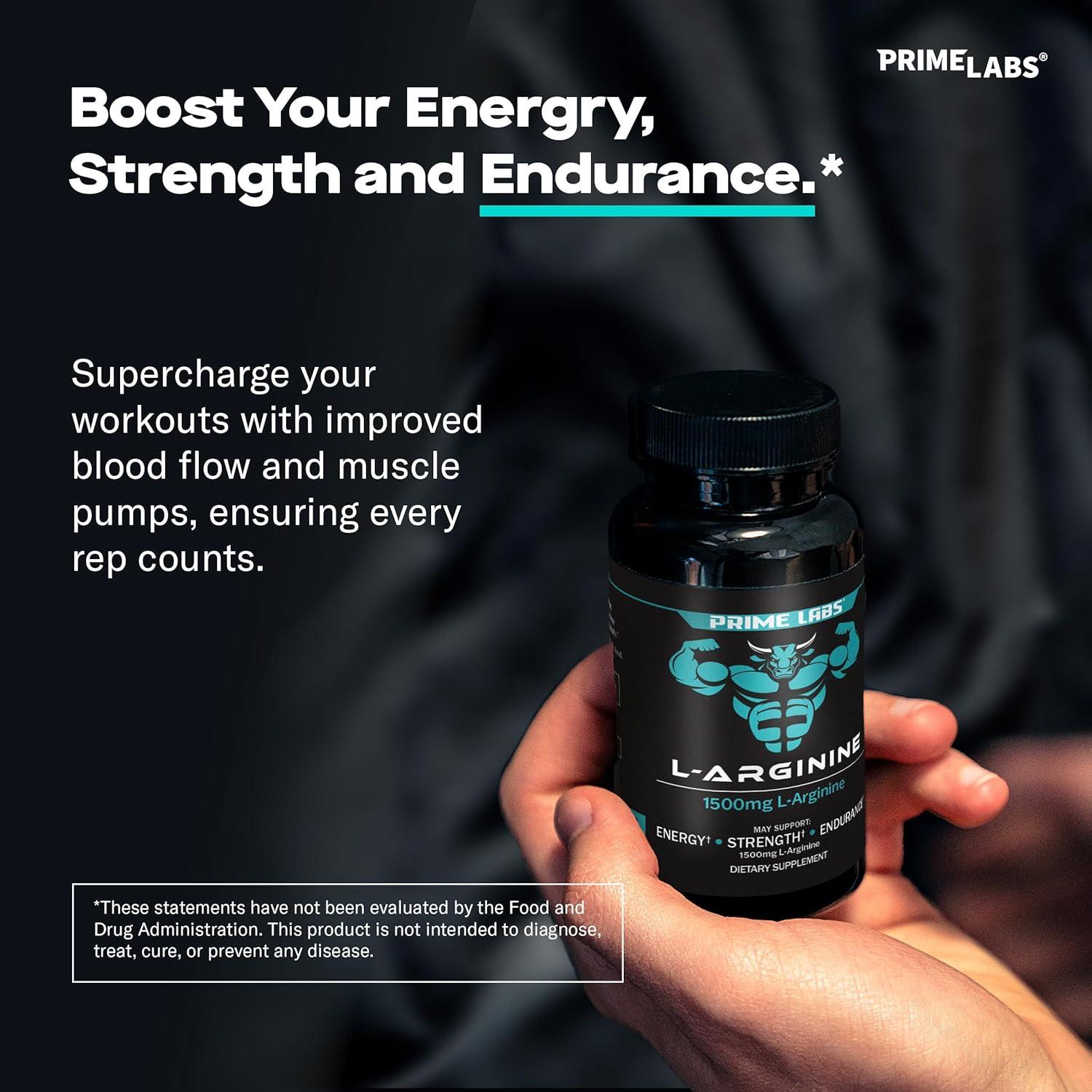 Suplemento L-Arginina 1500mg Prime Labs - 60 Cápsulas