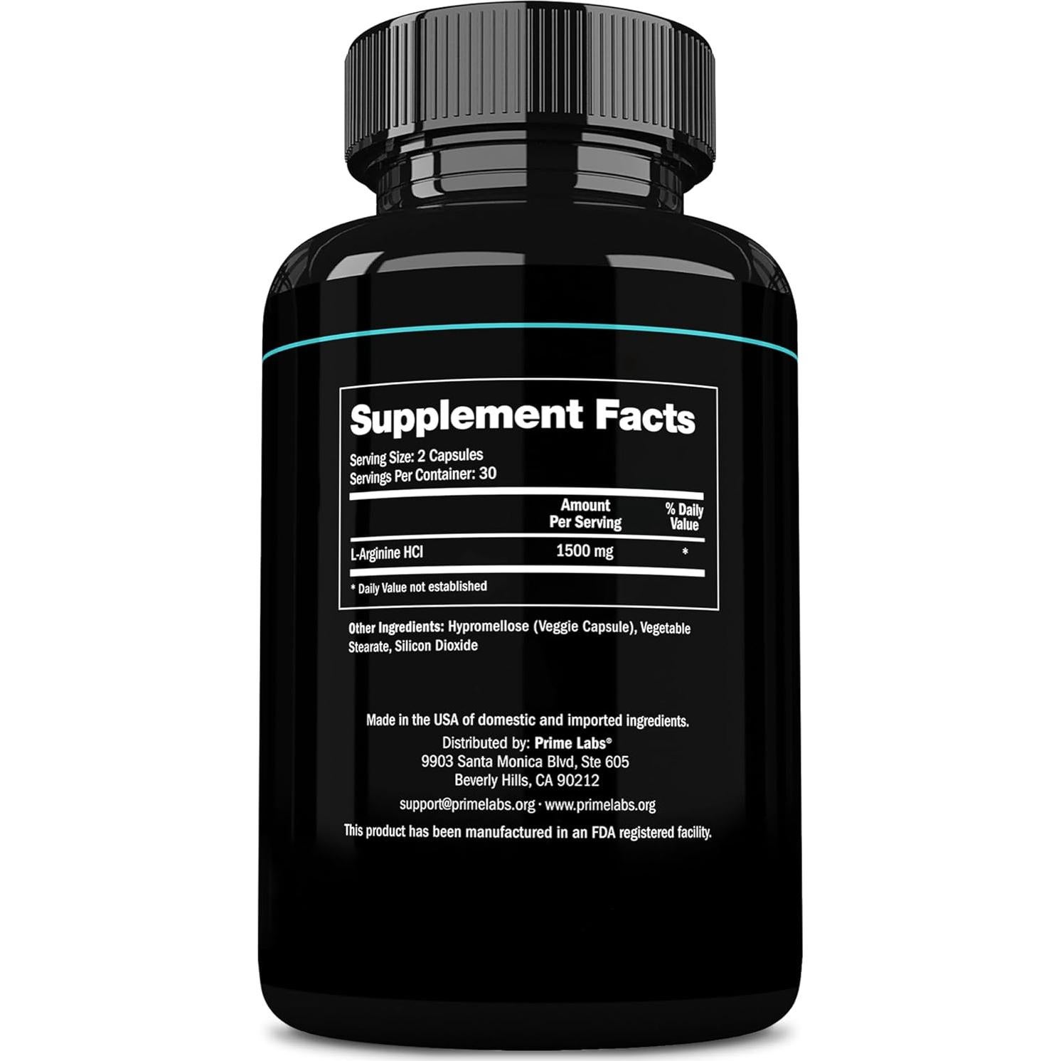 Suplemento L-Arginina 1500mg Prime Labs - 60 Cápsulas