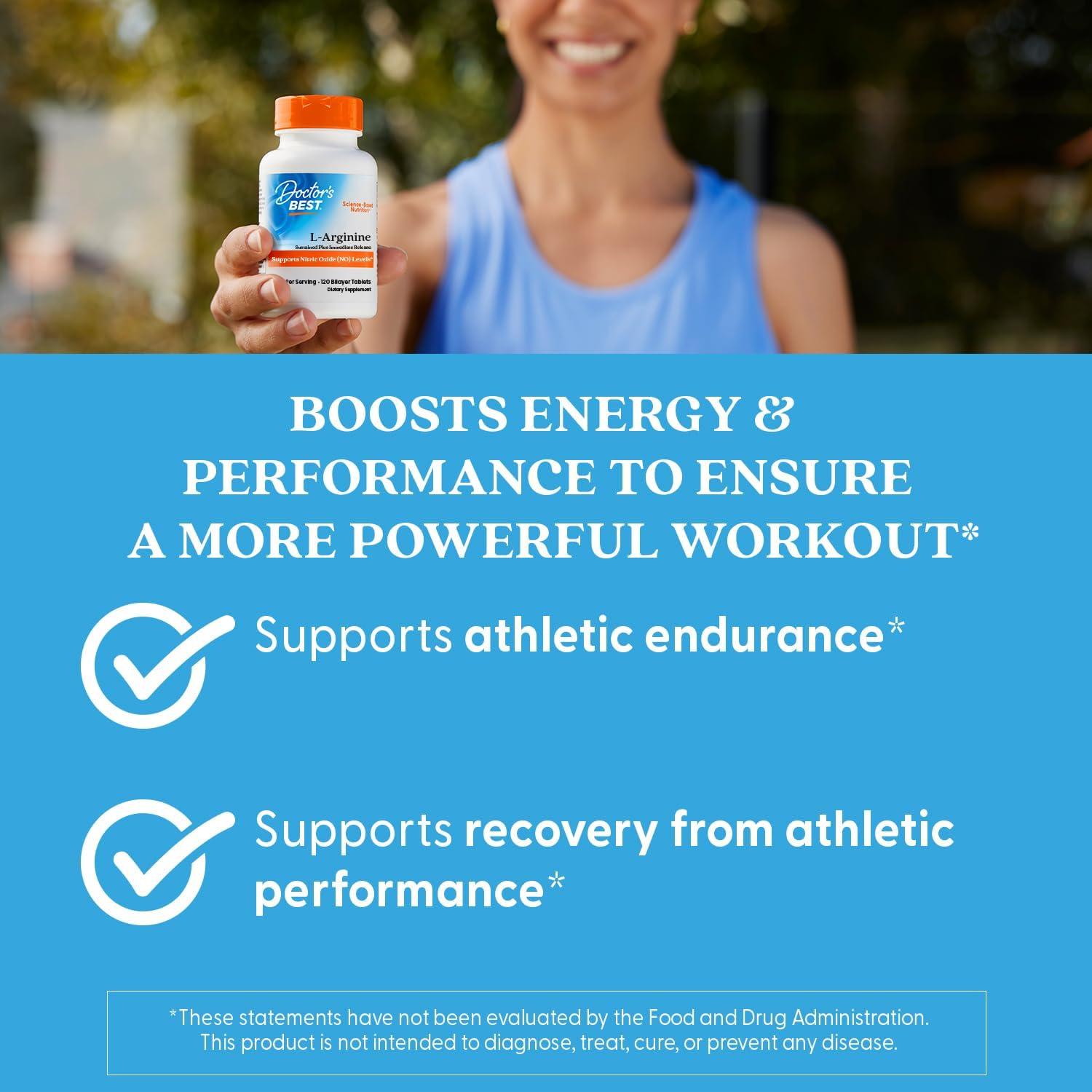 L-Arginina 500 mg Doctor's Best, Vegano, 120 Tabletas