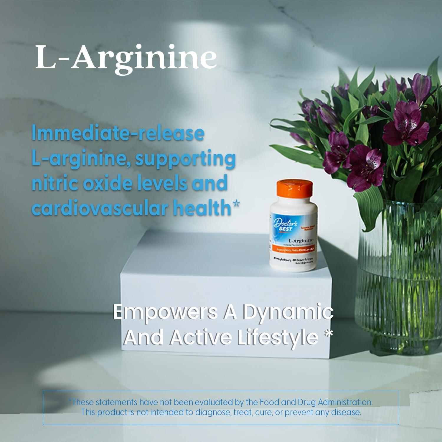 L-Arginina 500 mg Doctor's Best, Vegano, 120 Tabletas