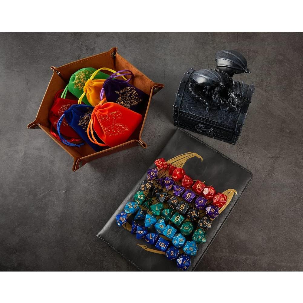 Set de Dados DND Poliedricos TOYFUL01 con Bandeja y Bolsas