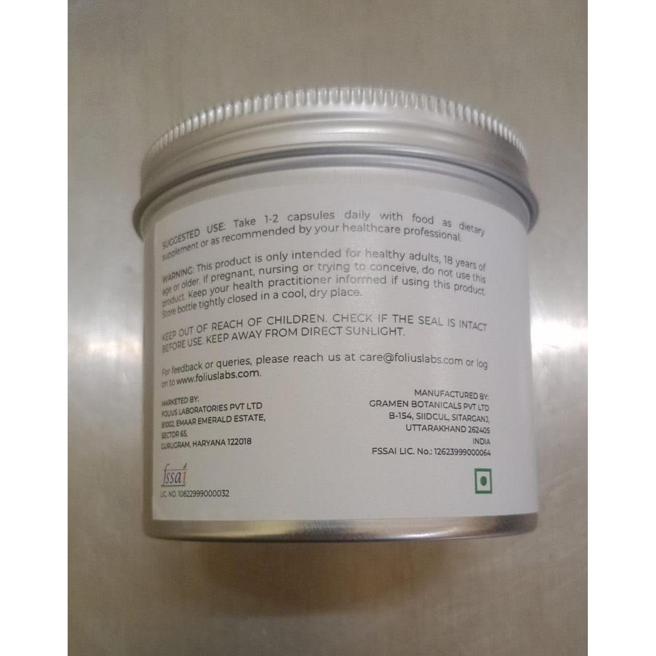 Suplemento L-Arginina 1000mg Folius Labs 120 Cápsulas Veganas