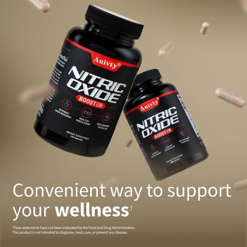 Suplemento Óxido Nítrico Auivty - L-Arginina y L-Citrulina - 100 Cápsulas Veganas