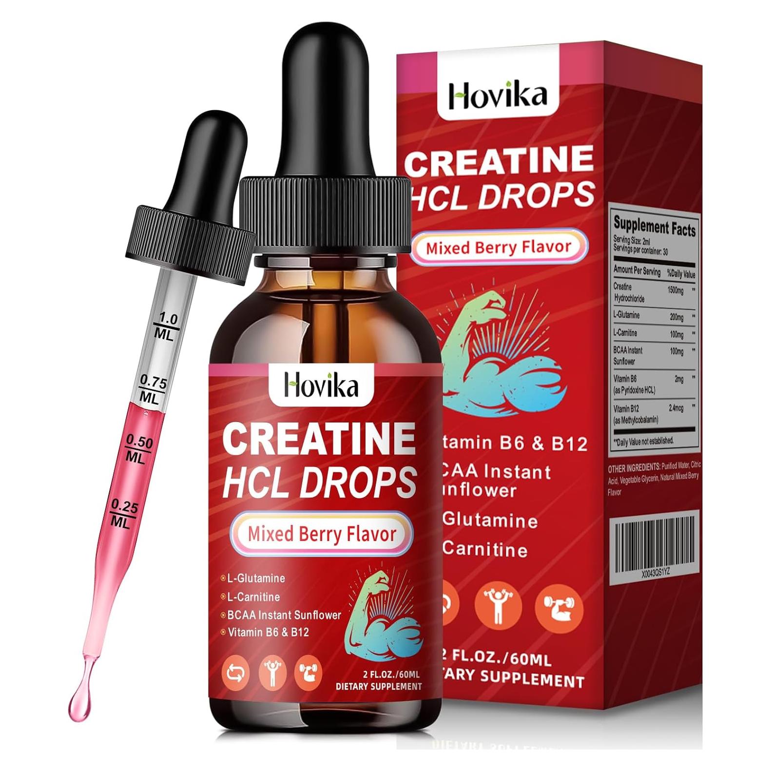 Gotas Líquidas de Creatina HCL Hovika 59.15 ml Frutas Mixtas