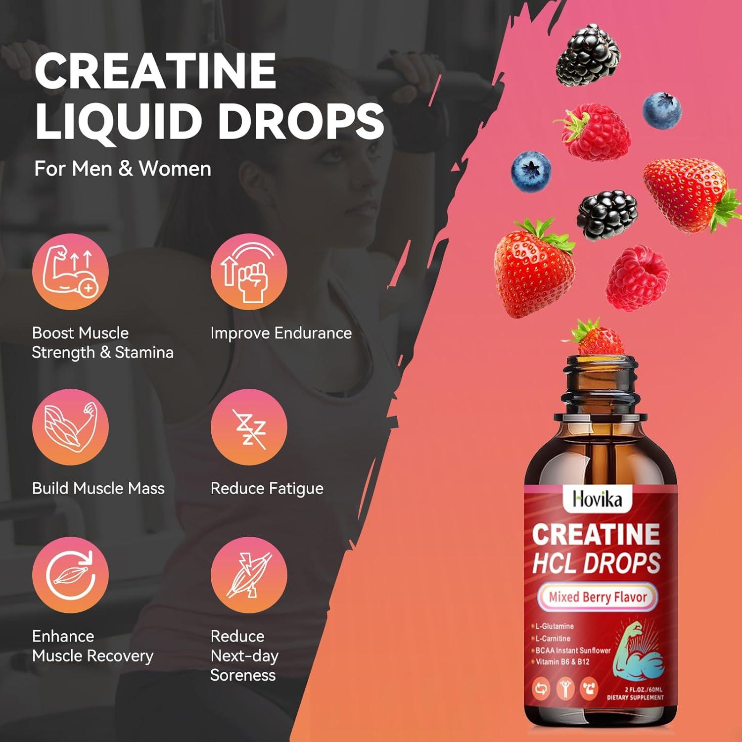 Gotas Líquidas de Creatina HCL Hovika 59.15 ml Frutas Mixtas
