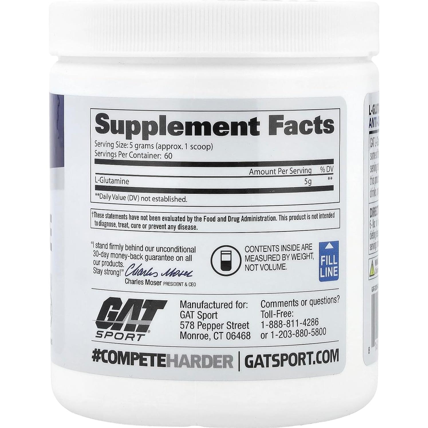 GAT Sport L-Glutamina Sin Sabor 300g - Soporte Anticatabólico