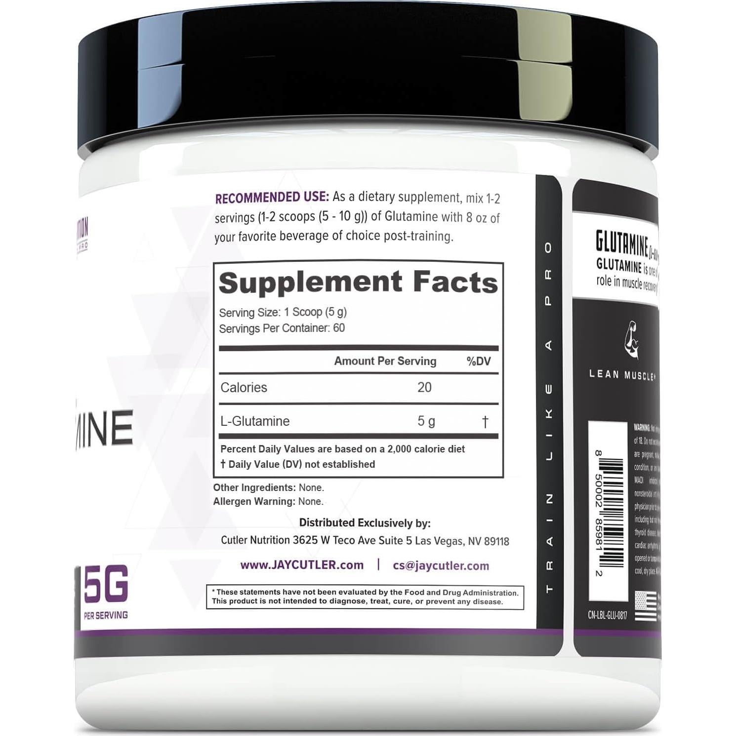 L-Glutamina 100% Pura Cutler Nutrition 60 Porciones Sin Sabor