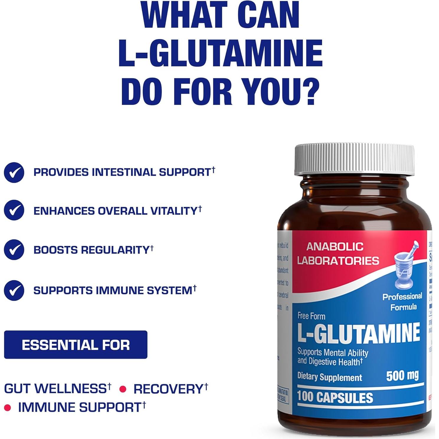 Suplemento L-Glutamina Anabolic Laboratories 500mg 100 Cápsulas