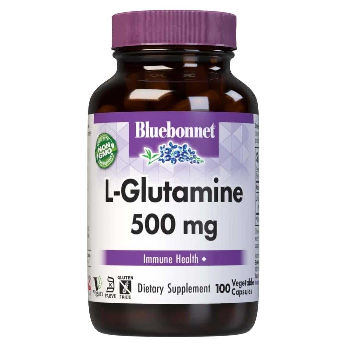 L-Glutamina 500mg Bluebonnet - 100 Cápsulas Vegetales