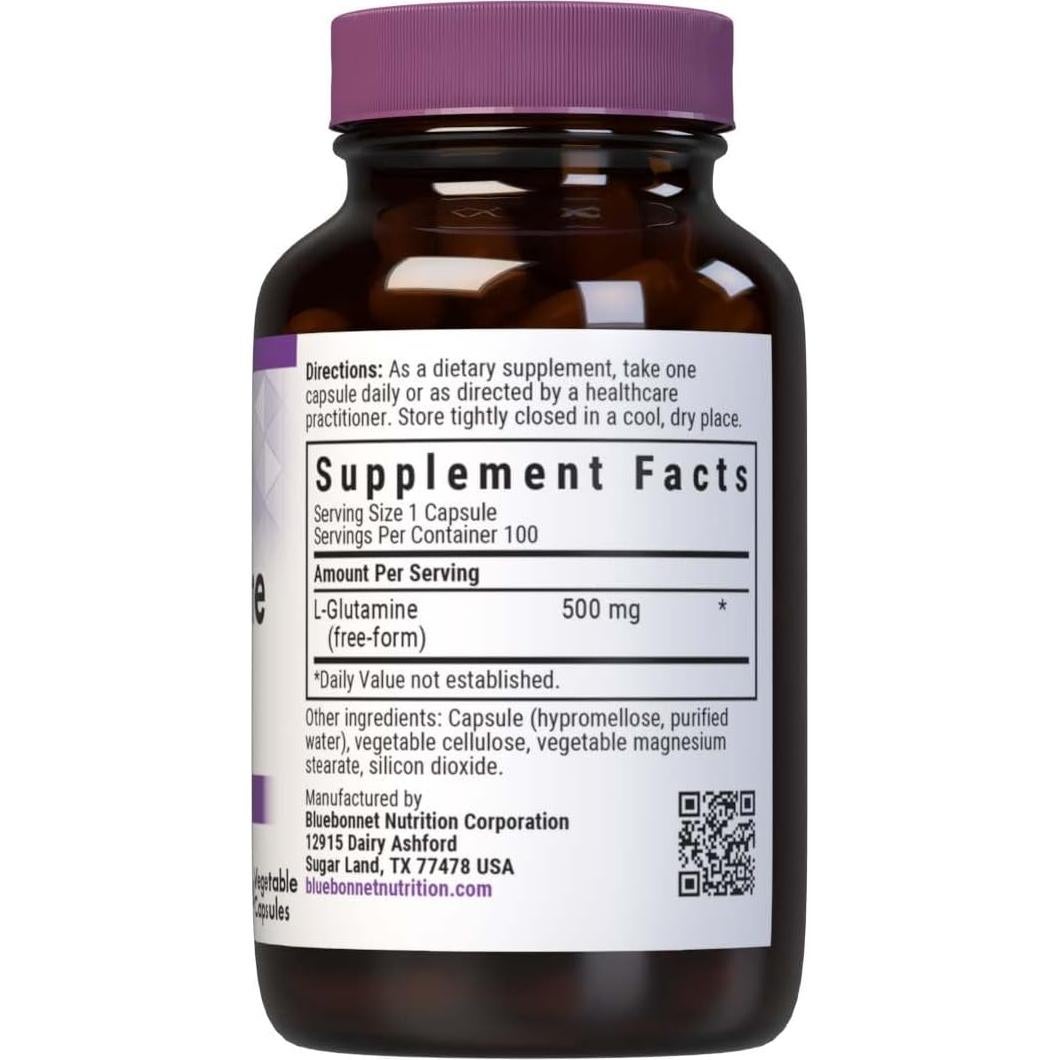 L-Glutamina 500mg Bluebonnet - 100 Cápsulas Vegetales