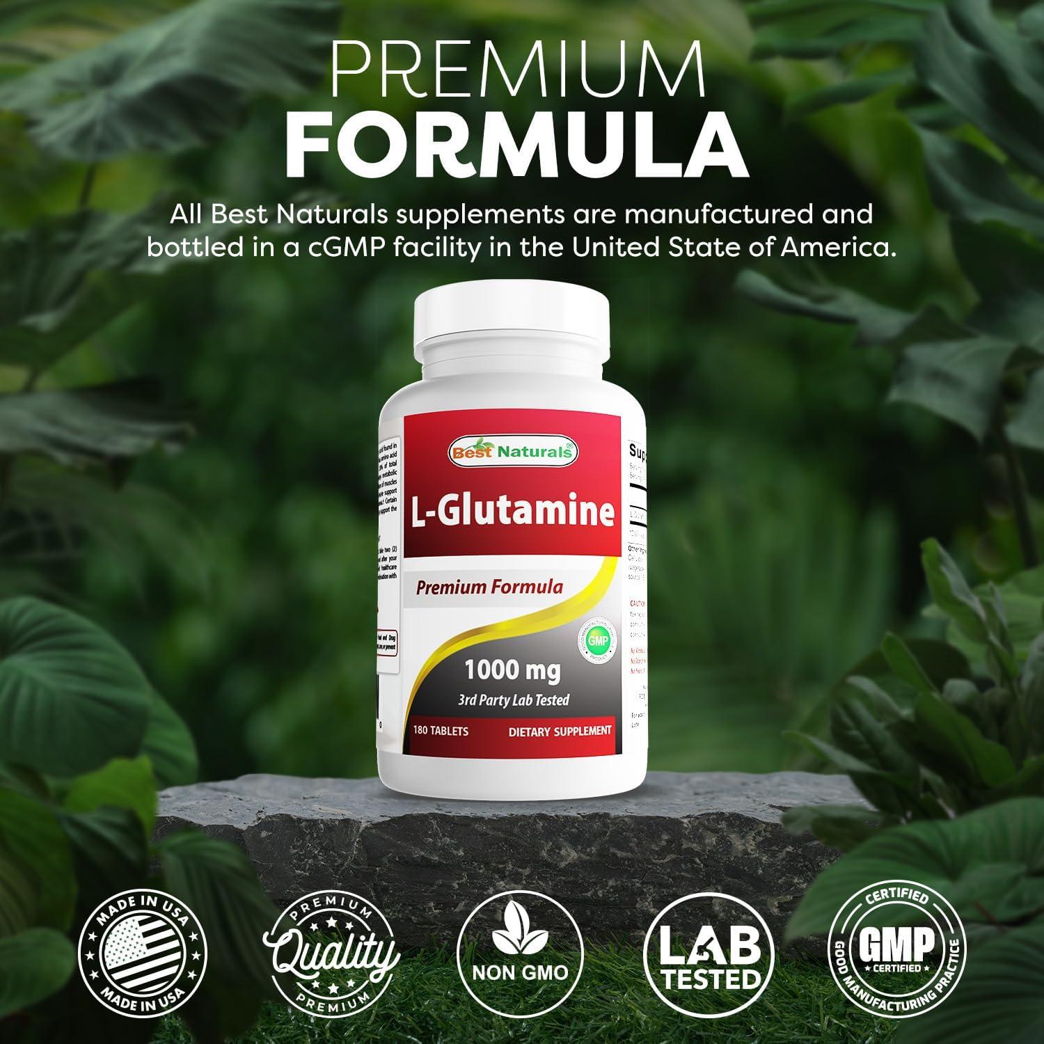 L-Glutamina 1000mg Mejores Naturales 180 Tabletas No-OGM
