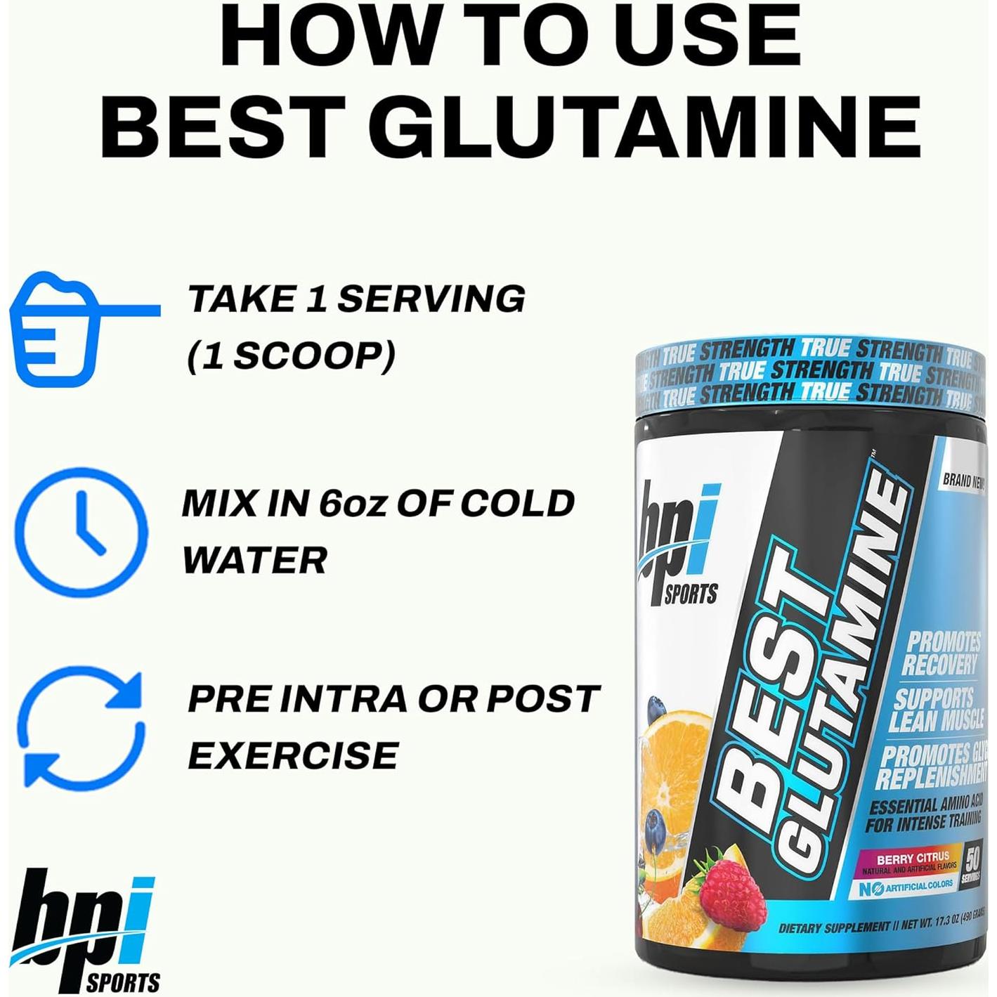 Suplemento de Glutamina BPI Sports 0.49kg Sabor Cítrico de Baya